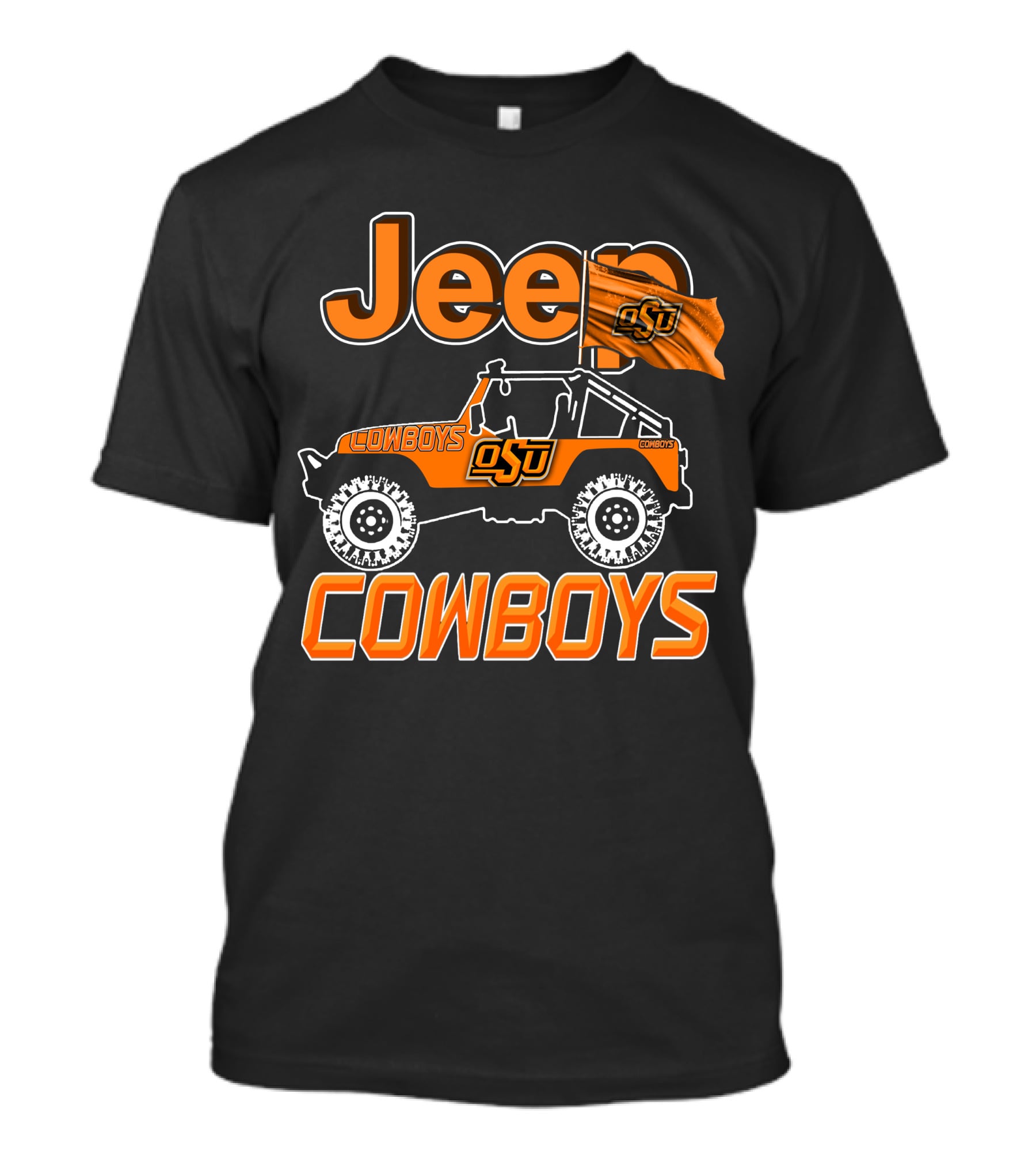 Jeep OSU Cowboys Oklahoma State University Flag T-Shirt