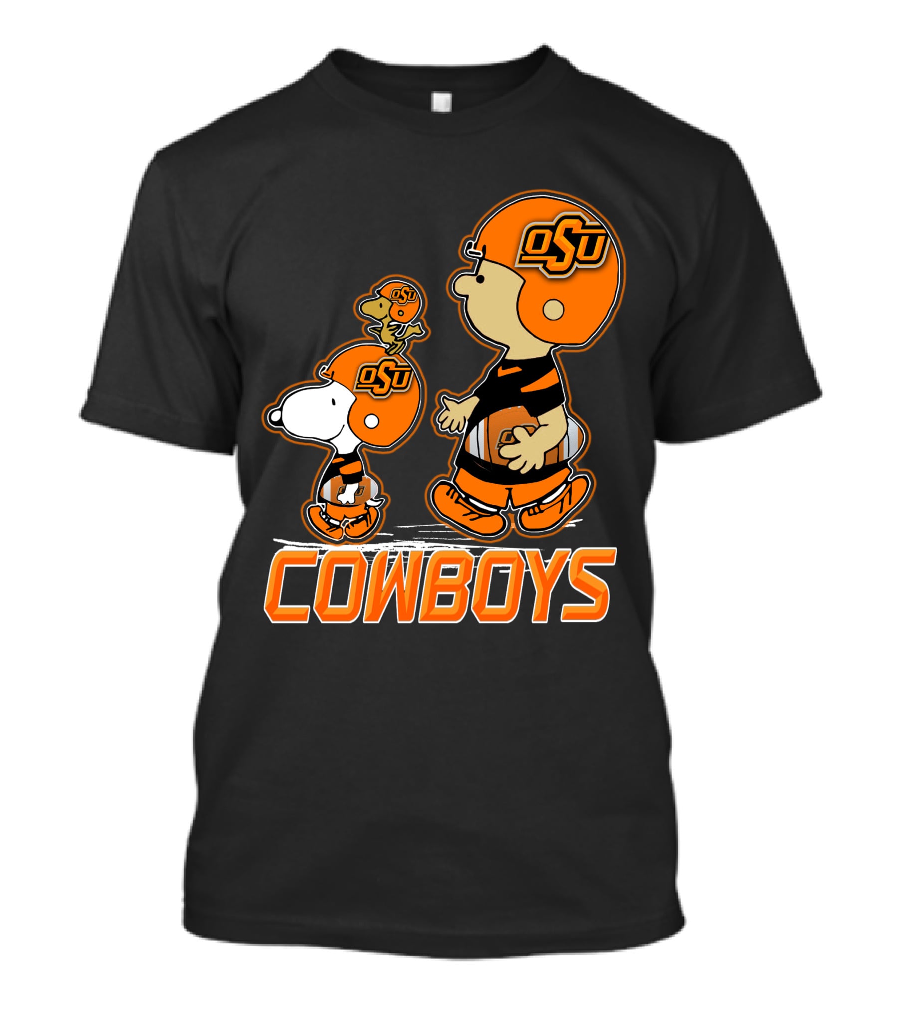 Snpfootball Oklahoma State Osu Cowboys Peanuts Characters Football Helmets T-Shirt