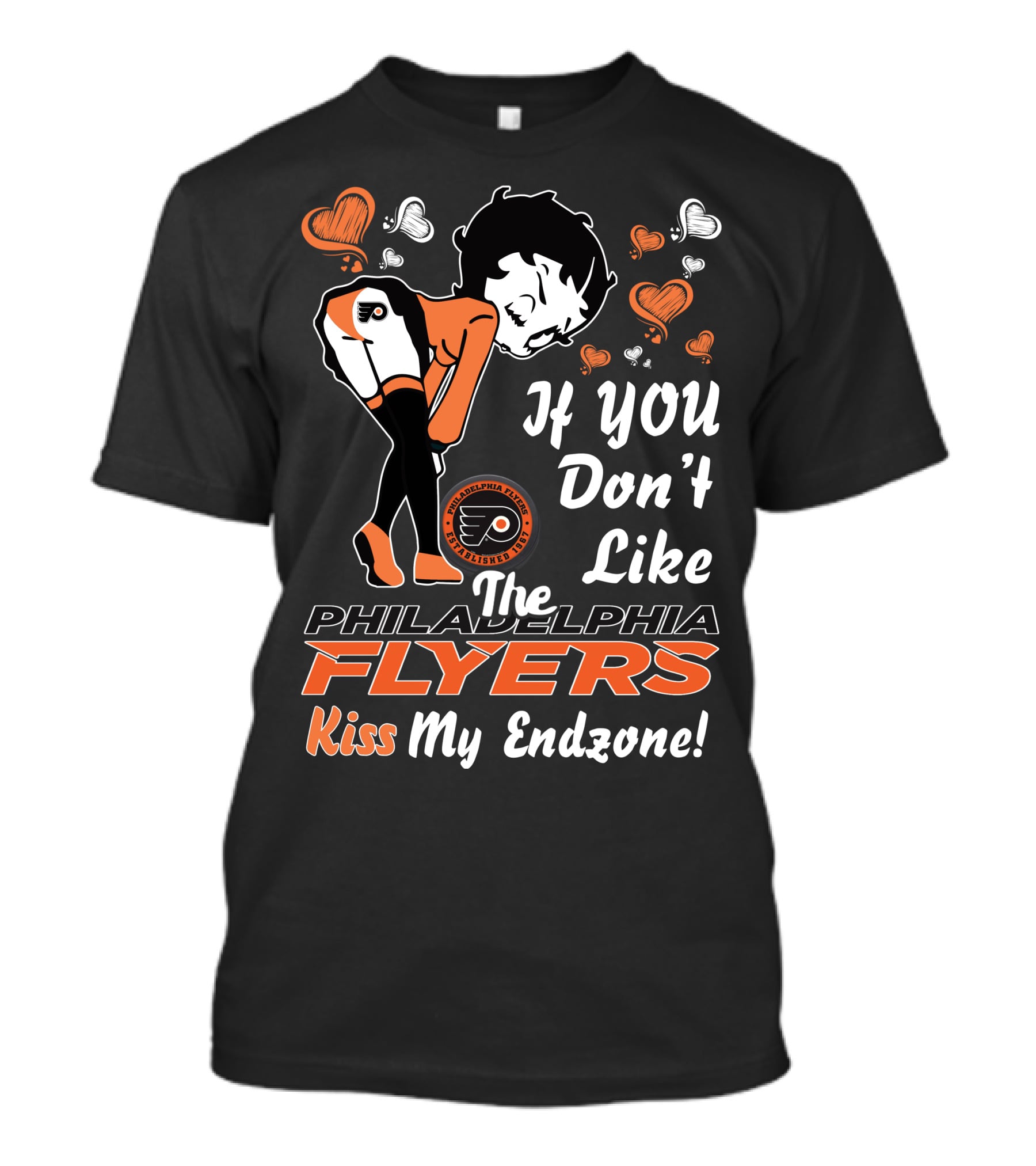 Betty Boop If You Don't Like The Philadelphia Flyers Kiss My Endzone T-Shirt