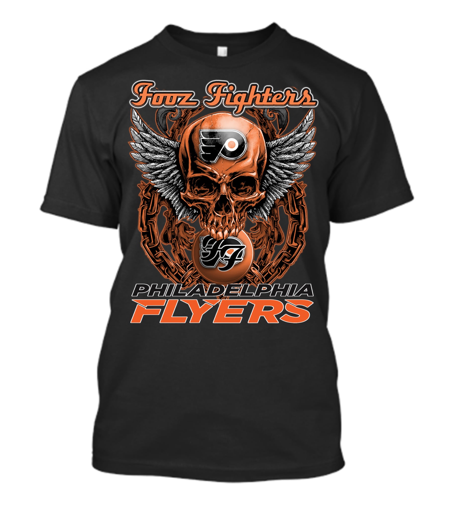 Fooz Fighters Philadelphia Flyers Skull Wings T-Shirt