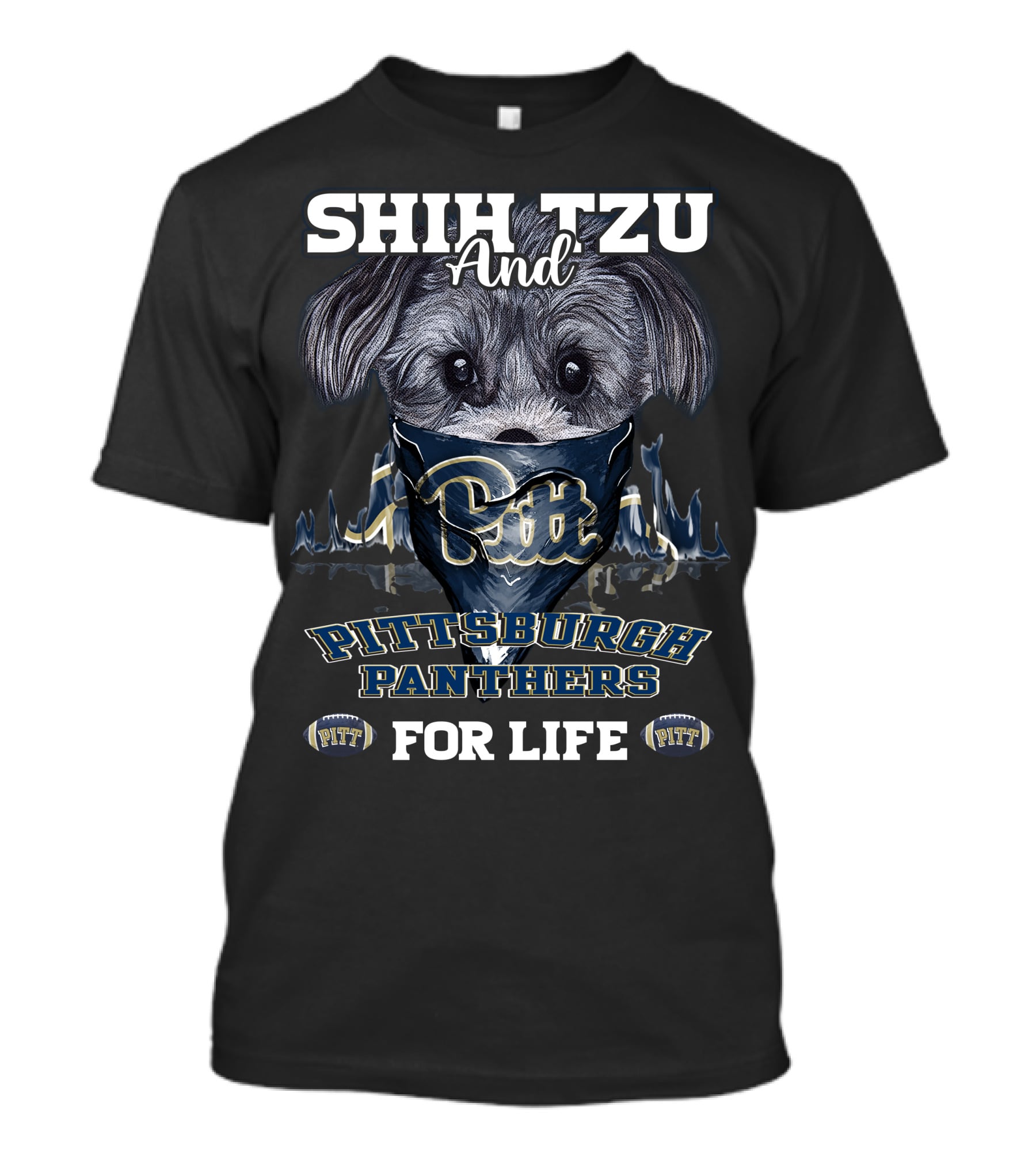 Shih Tzu And Pittsburgh Panthers Pitt For Life T-Shirt