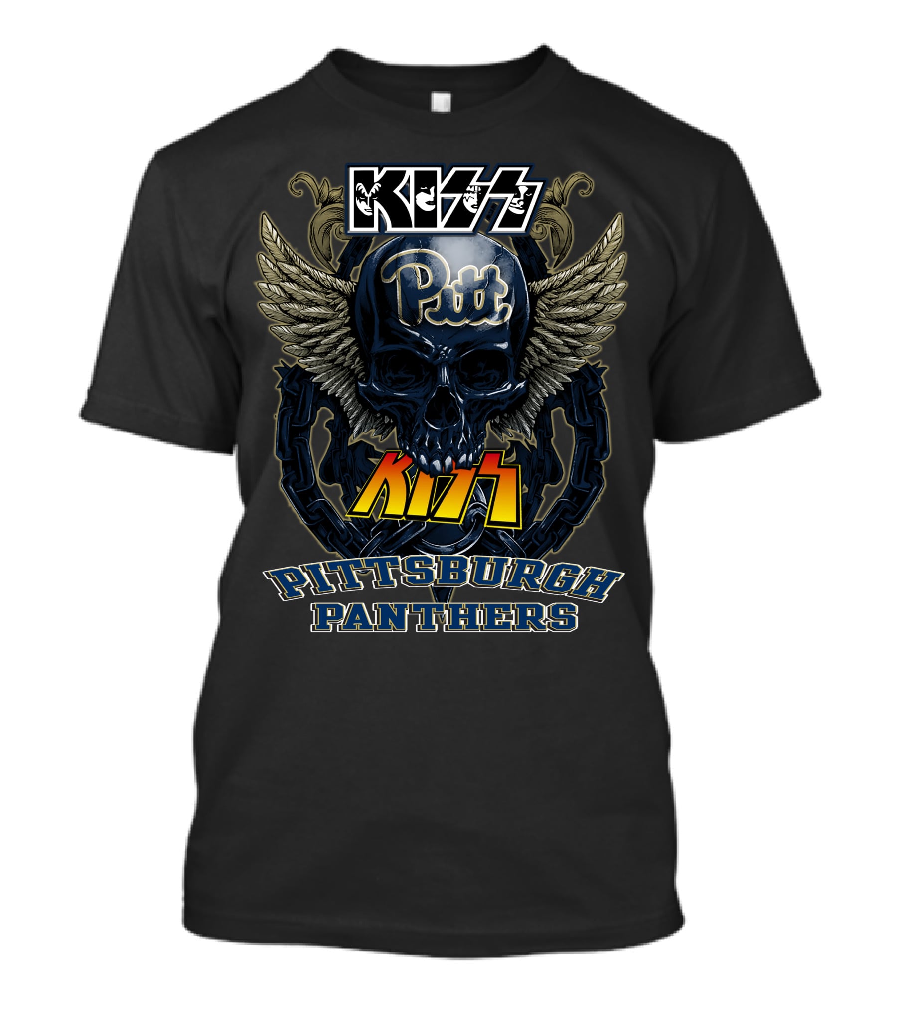 KISS Pitt Pittsburgh Panthers Skull Wings T-Shirt