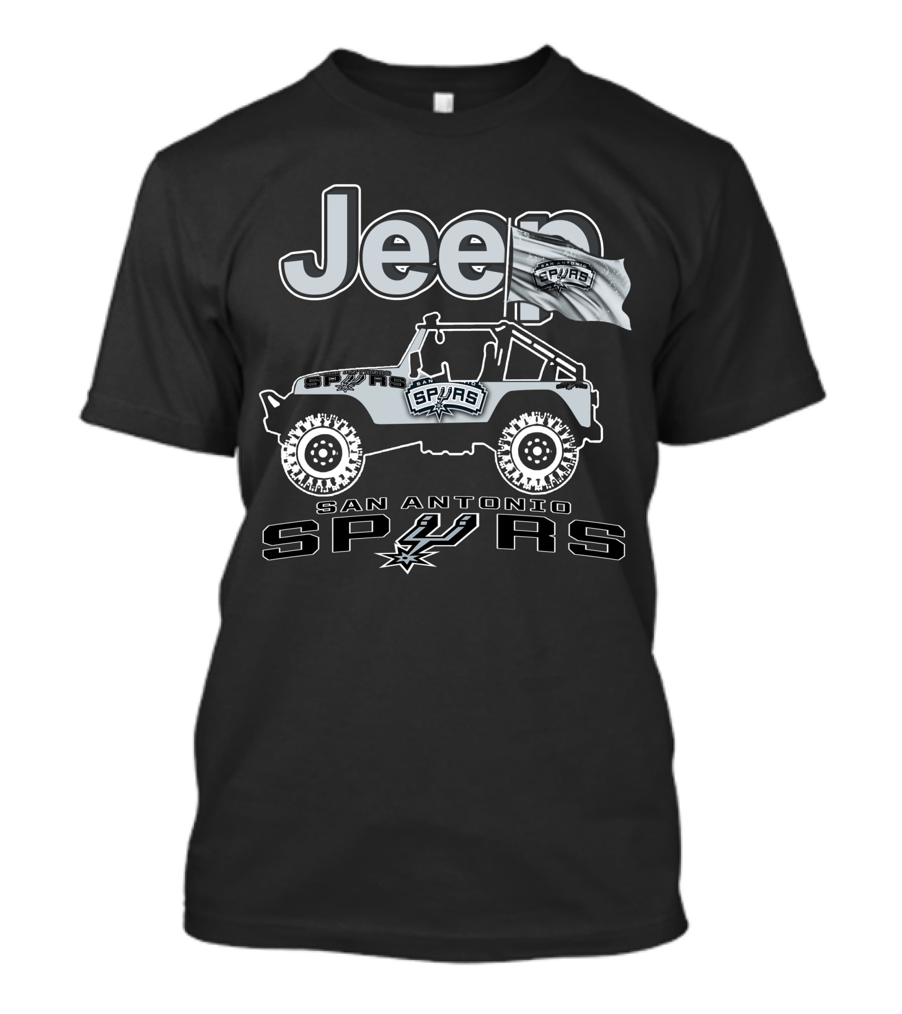 Jeep San Antonio Spurs 4x4 Enthusiast Edition With Spurs Flag T-Shirt