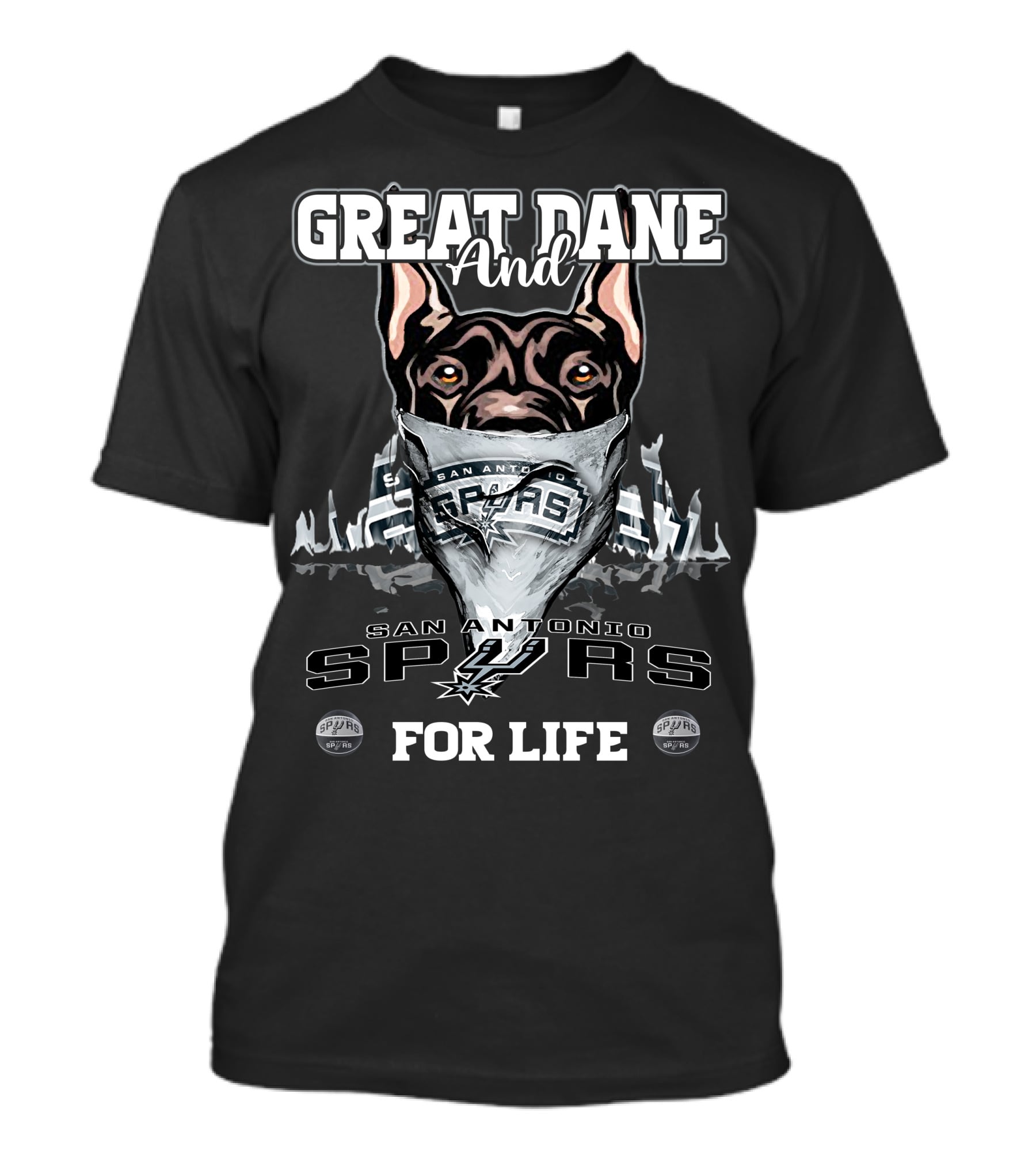 Great Dane And San Antonio Spurs For Life T-Shirt