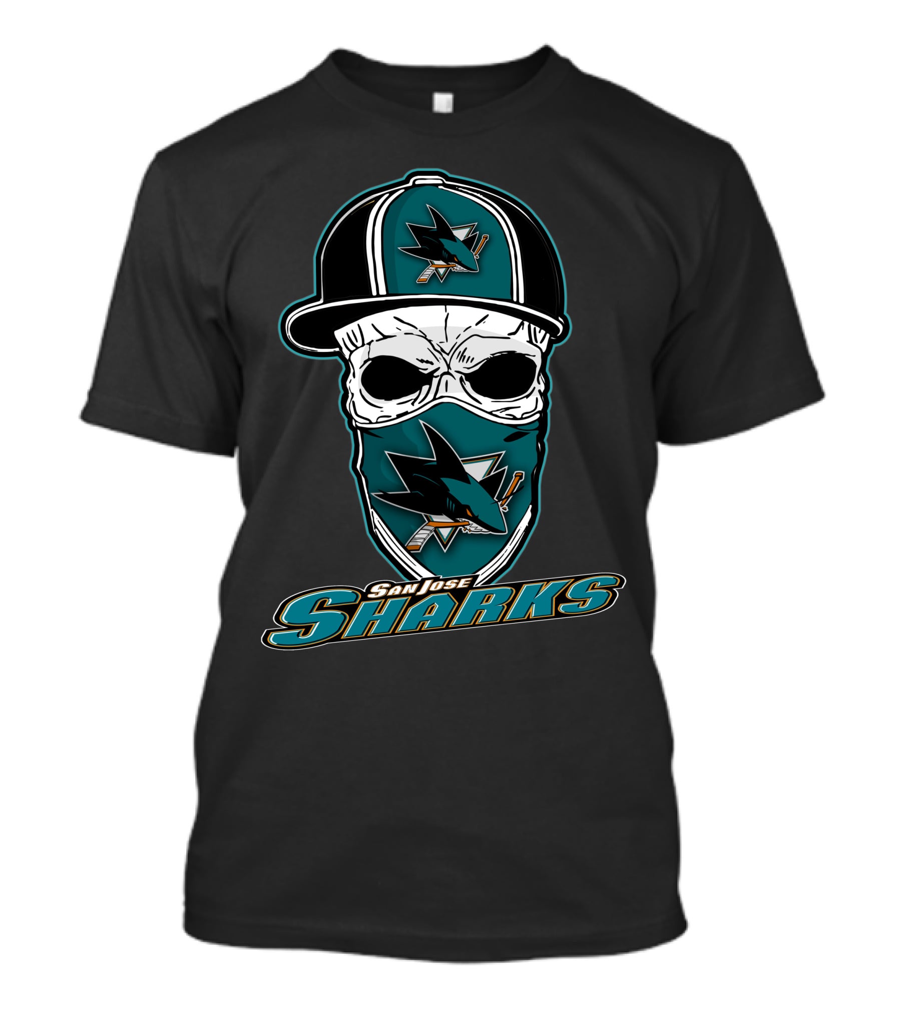 San Jose Sharks Skull Hat T-Shirt