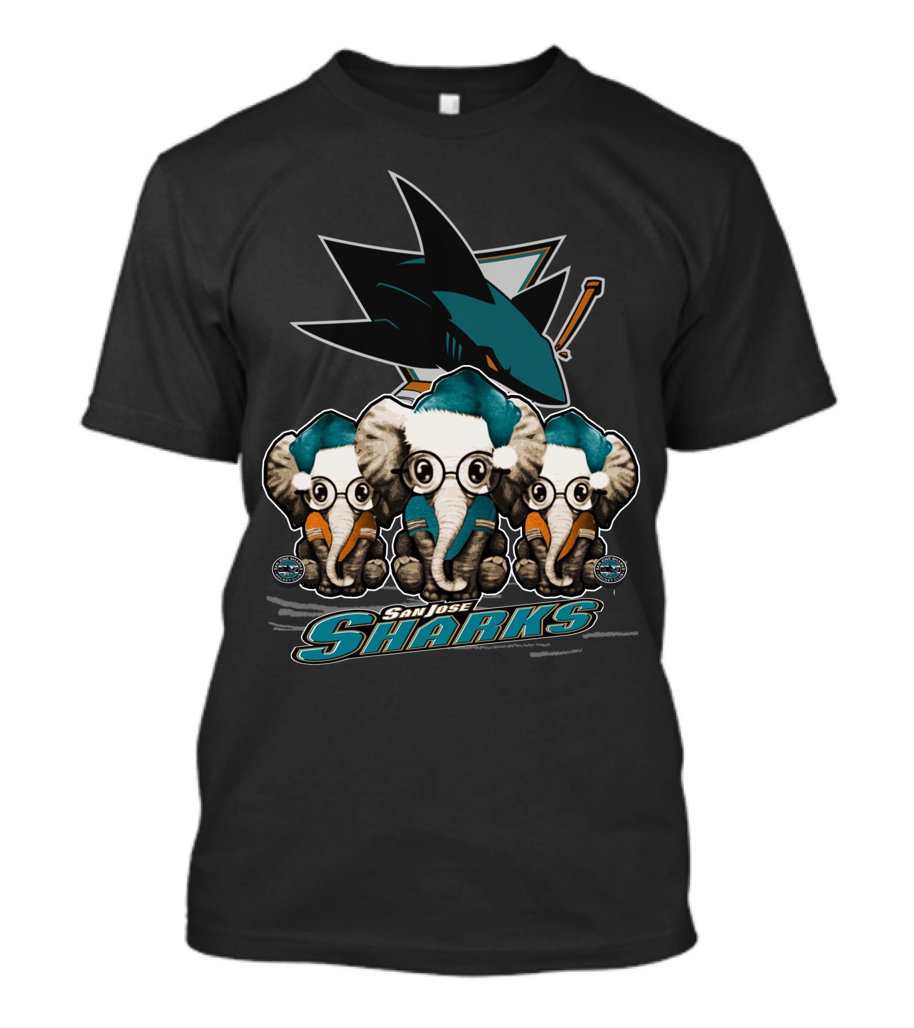 San Jose Sharks Elephants Xmas Trio T-Shirt