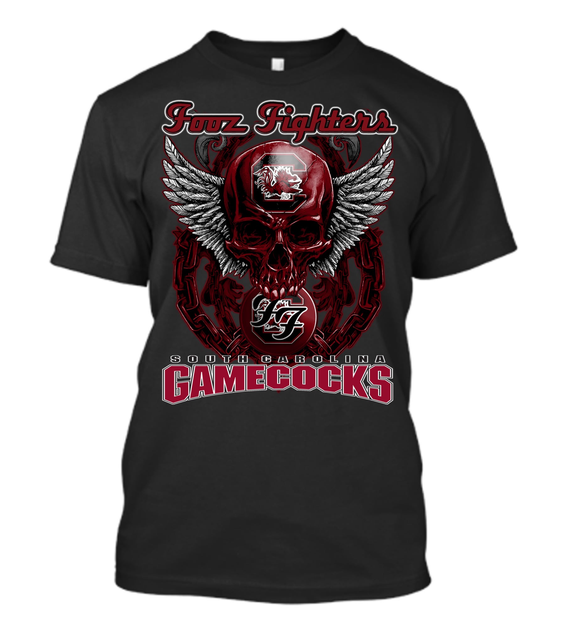 Fooz Fighters South Carolina Gamecocks Skull Wings T-Shirt