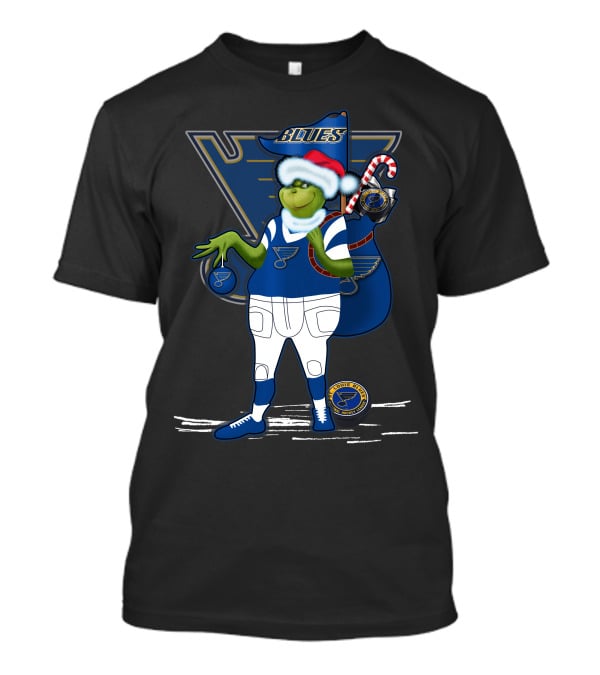Grinchxmas St. Louis Blues Santa Hat Blues T-Shirt