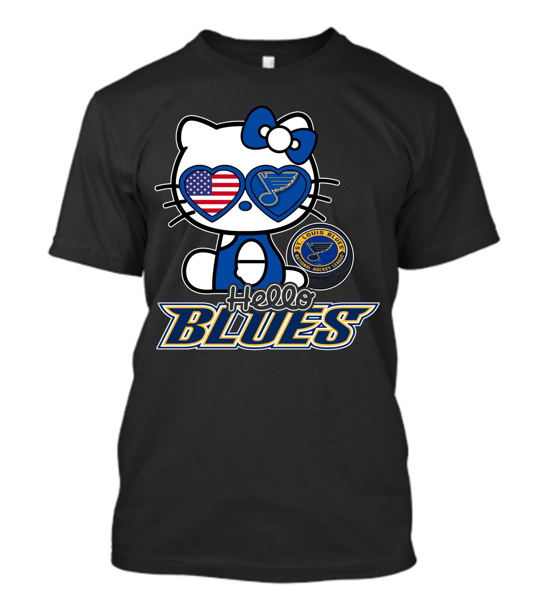 Hello Kitty St. Louis Blues American Flag Hockey Fan T-Shirt