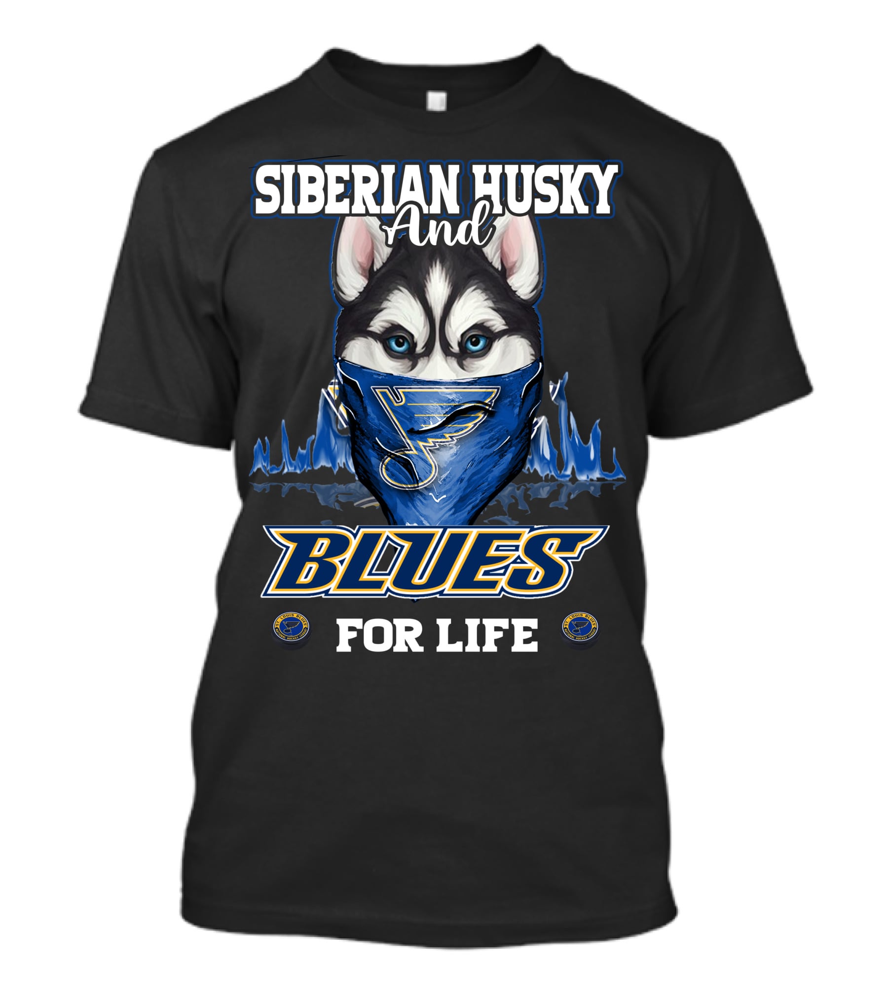 Siberian Husky And St. Louis Blues For Life T-Shirt