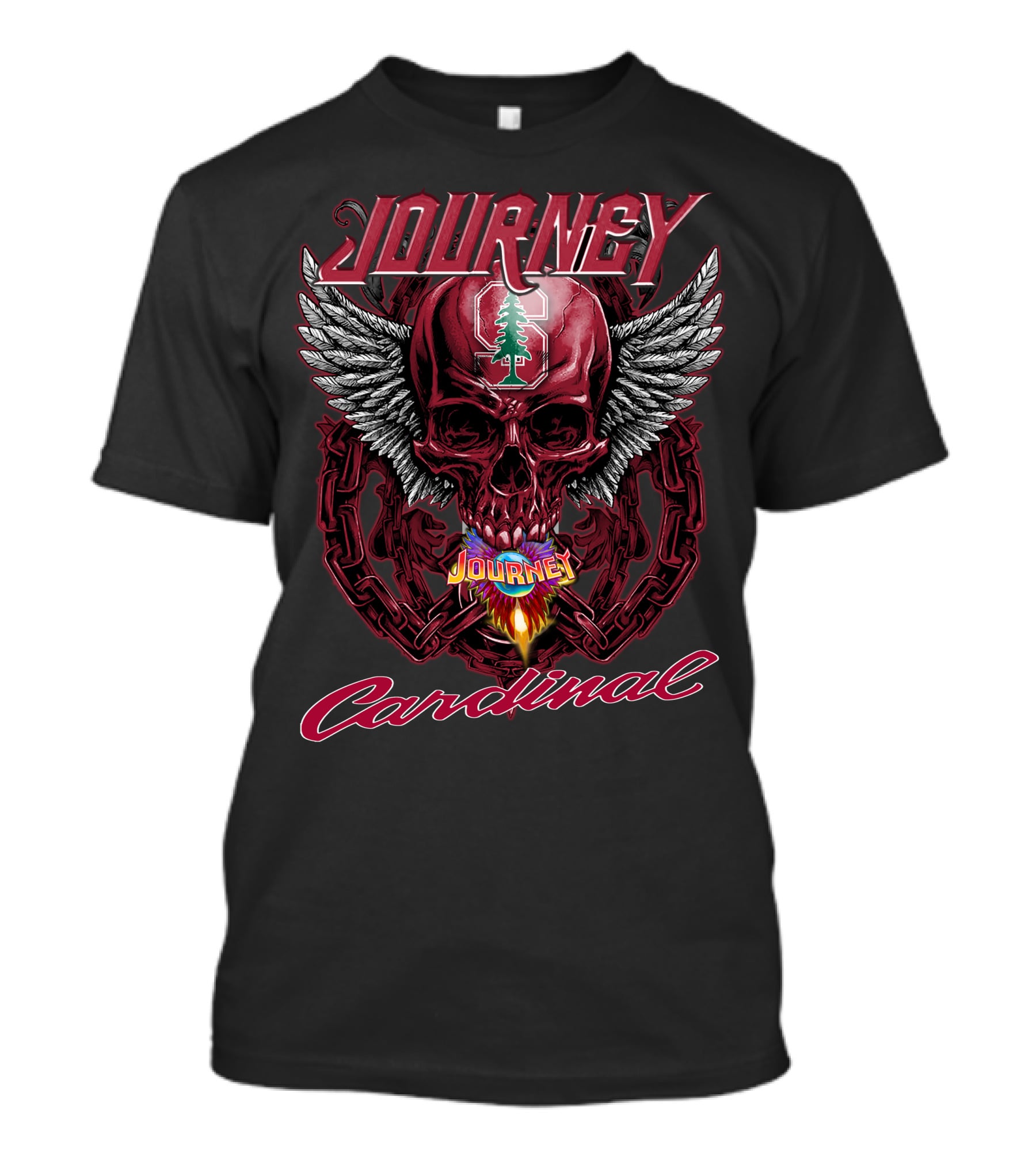 Journey Stanford Cardinal Skull Wings Flame T-Shirt