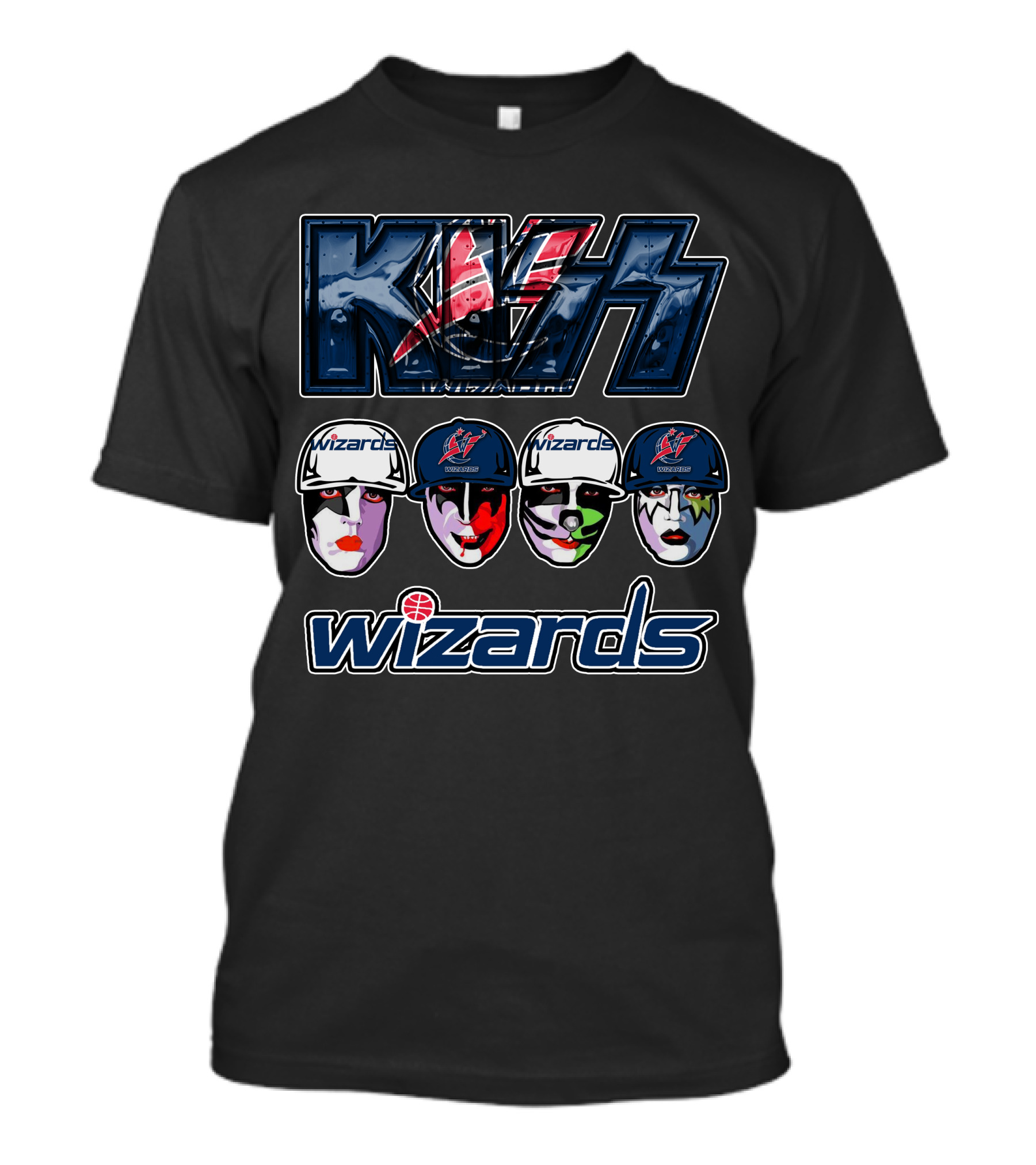 Kiss Washington Wizards Collaboration Logo Faces T-Shirt