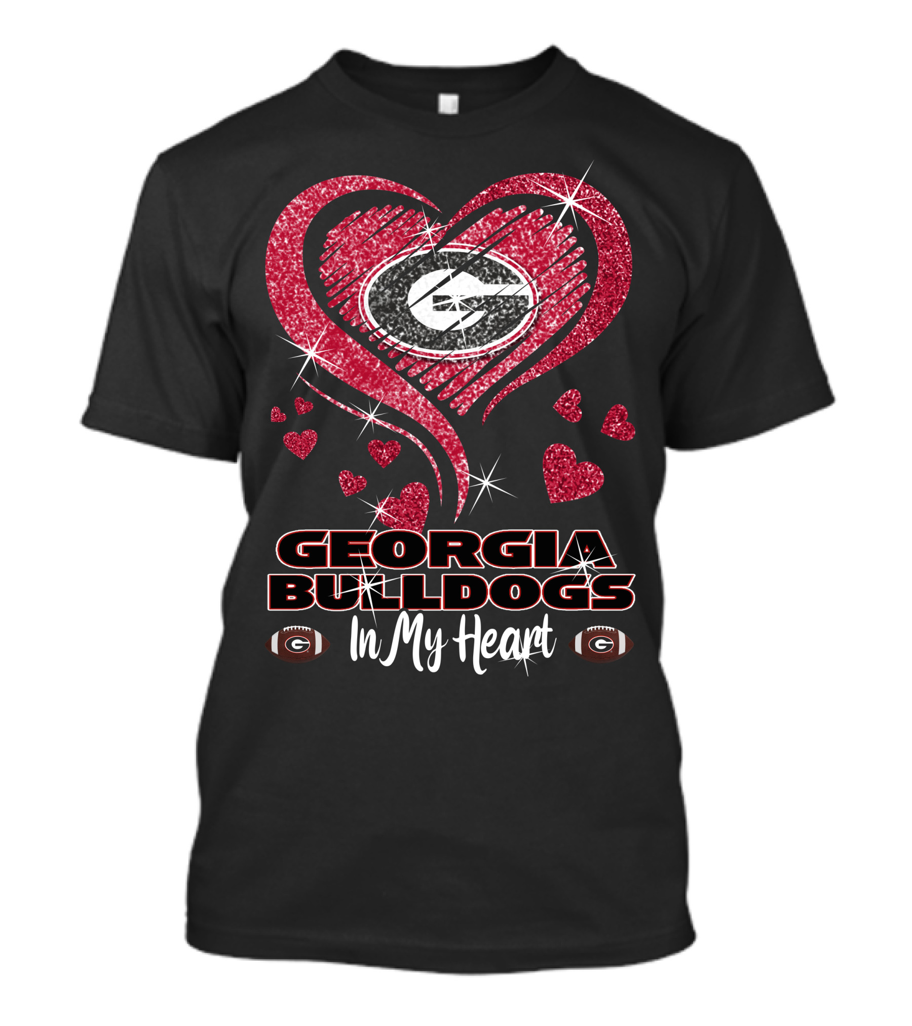 Georgia Bulldogs Glitter Heart In My Heart T-Shirt
