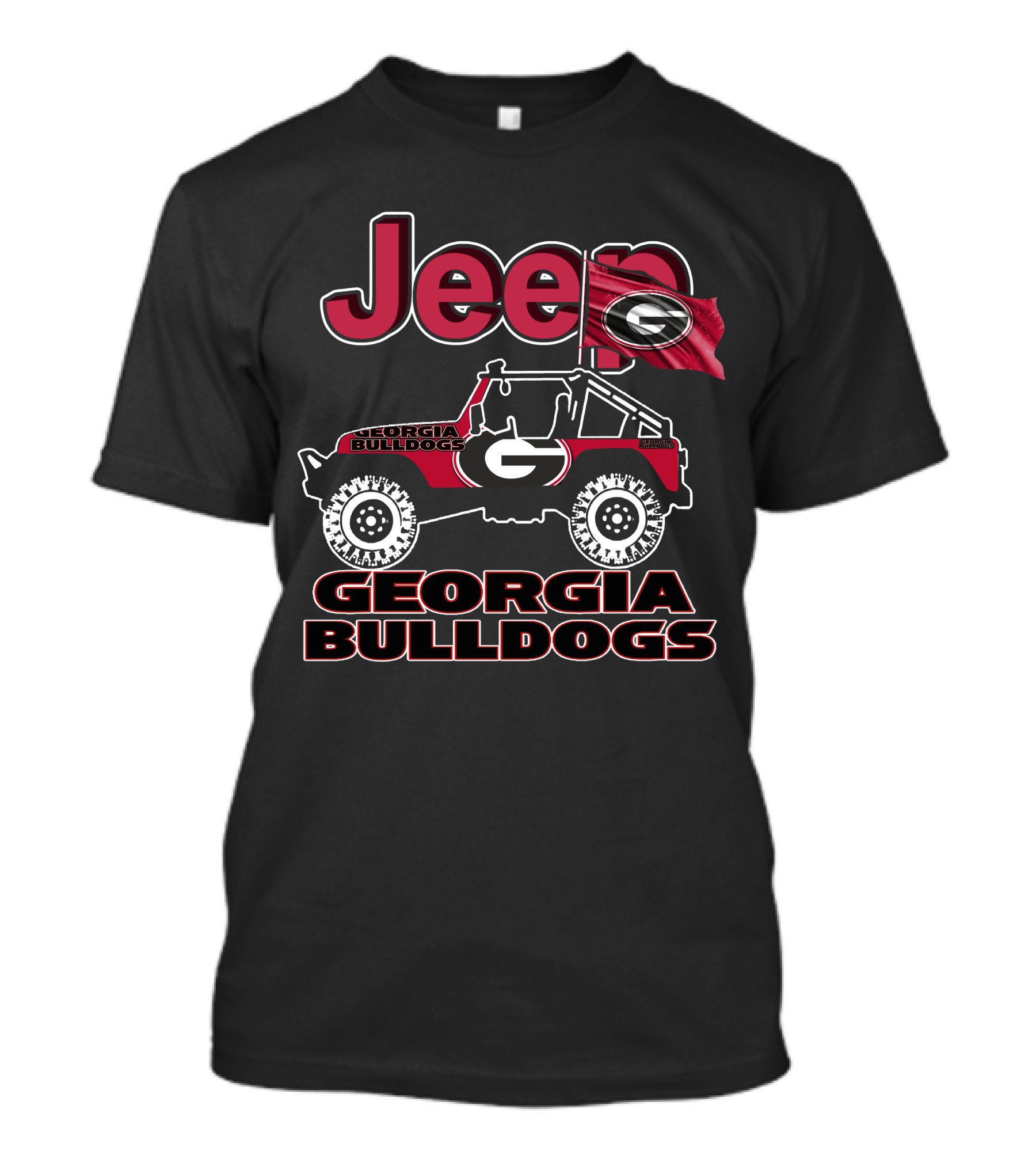 Jeep Georgia Bulldogs Georgia Bulldogs Flag Jeep T-Shirt