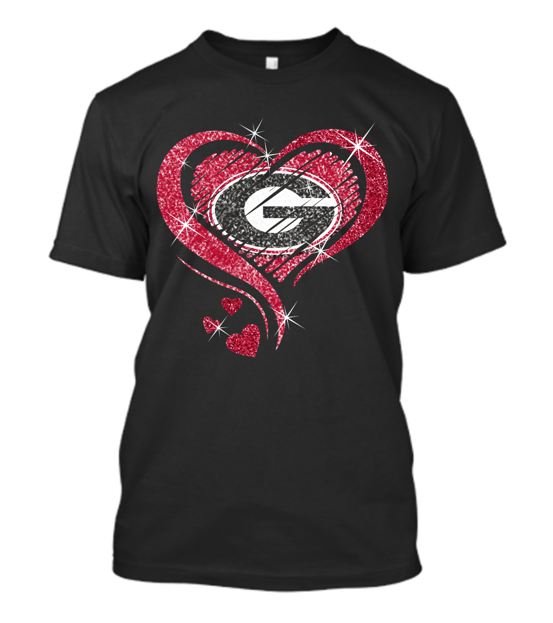 Heart Diamond Georgia Bulldogs Glitter T-Shirt