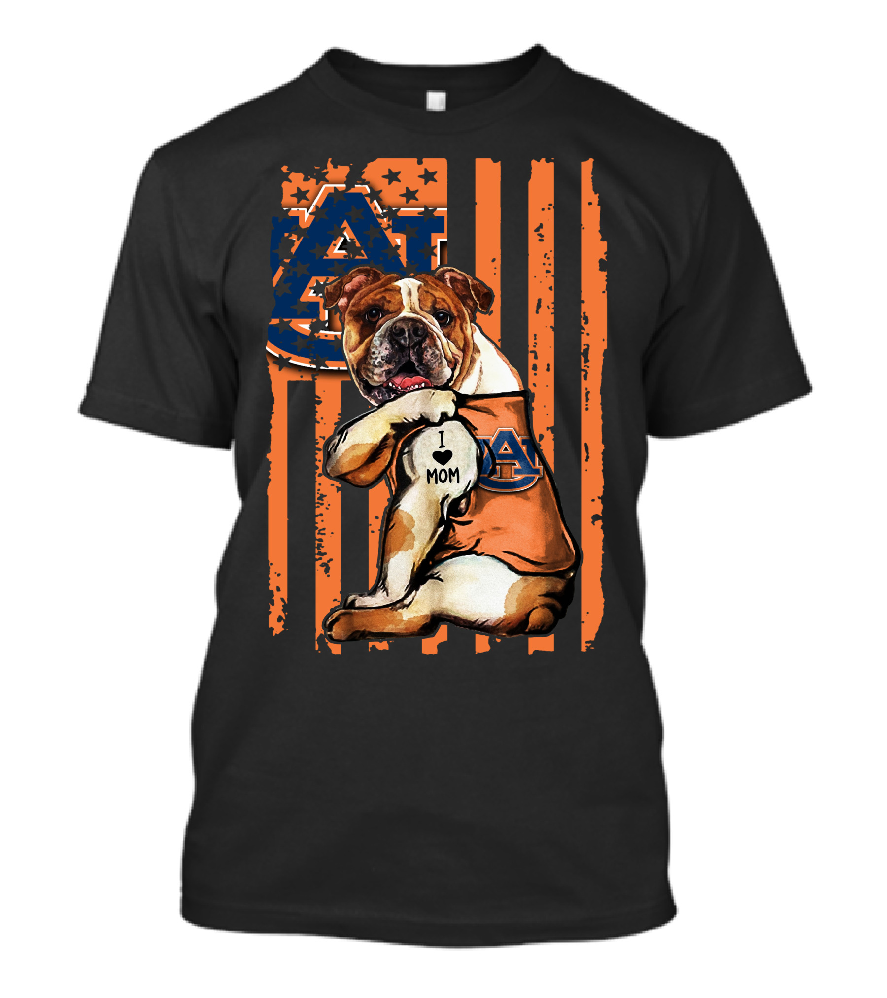 Bulldog Auburn Tigers I Love Mom T-Shirt