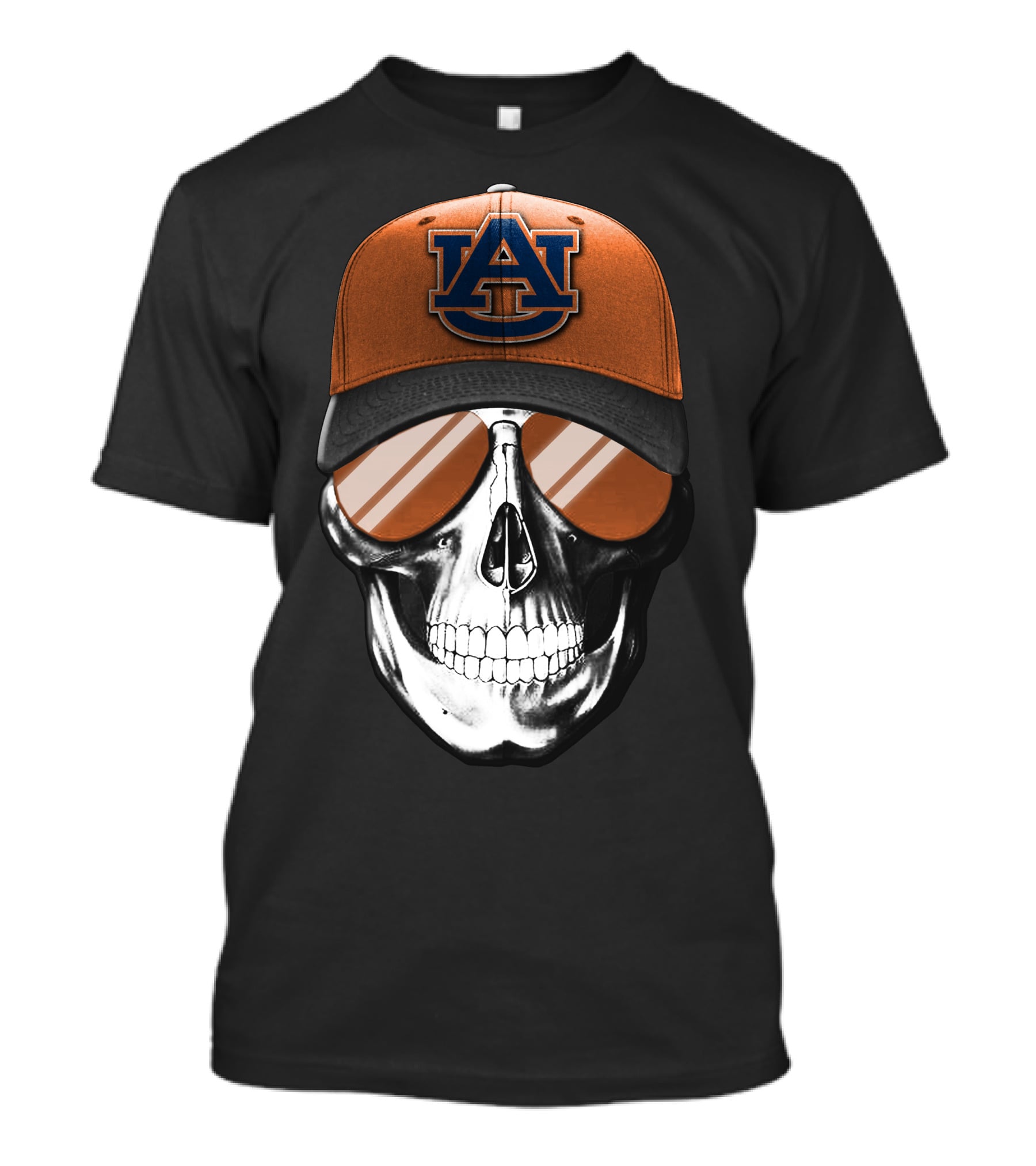 Auburn Tigers Skull With Cap And Sunglasses T-Shirt