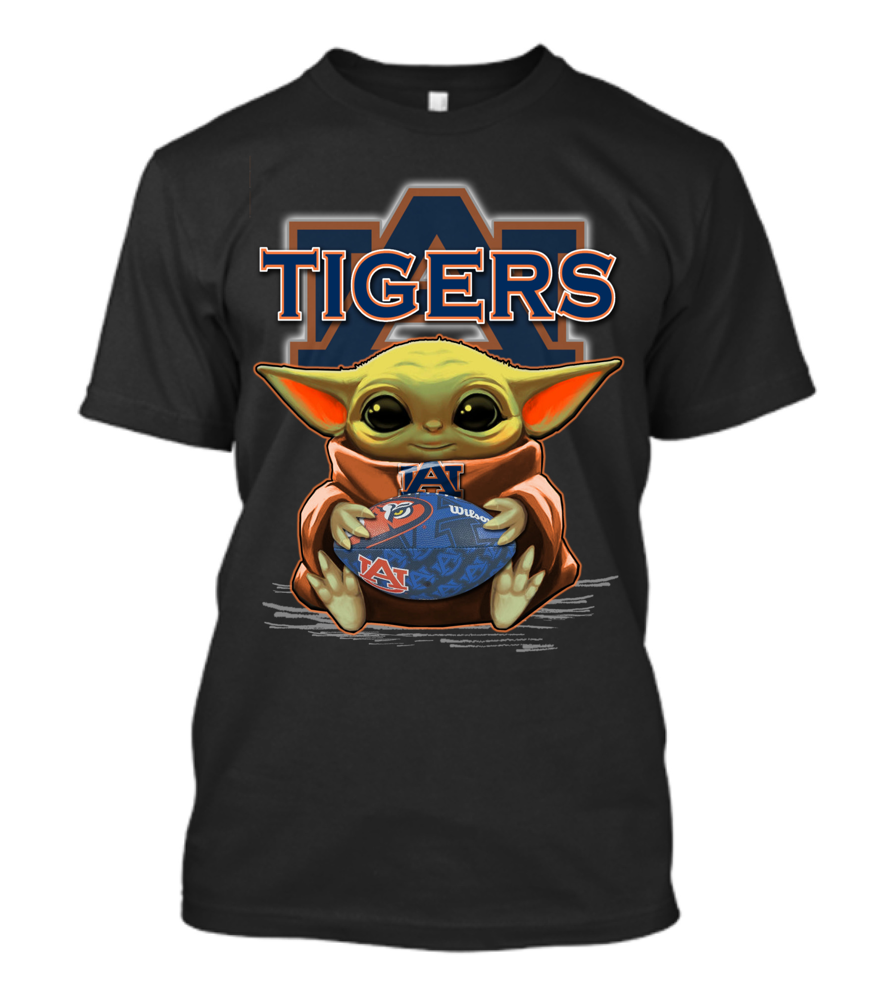 Auburn Tigers Yoda Holding Football Player T-Shirt