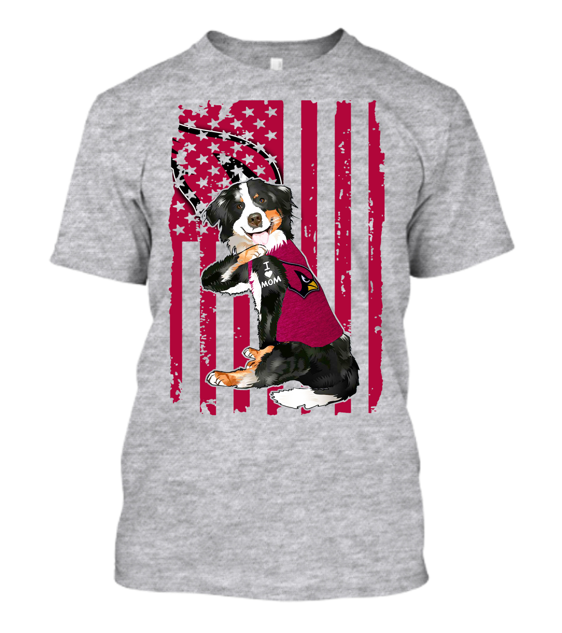 Border Collie I Love Mom Arizona Cardinals T-Shirt