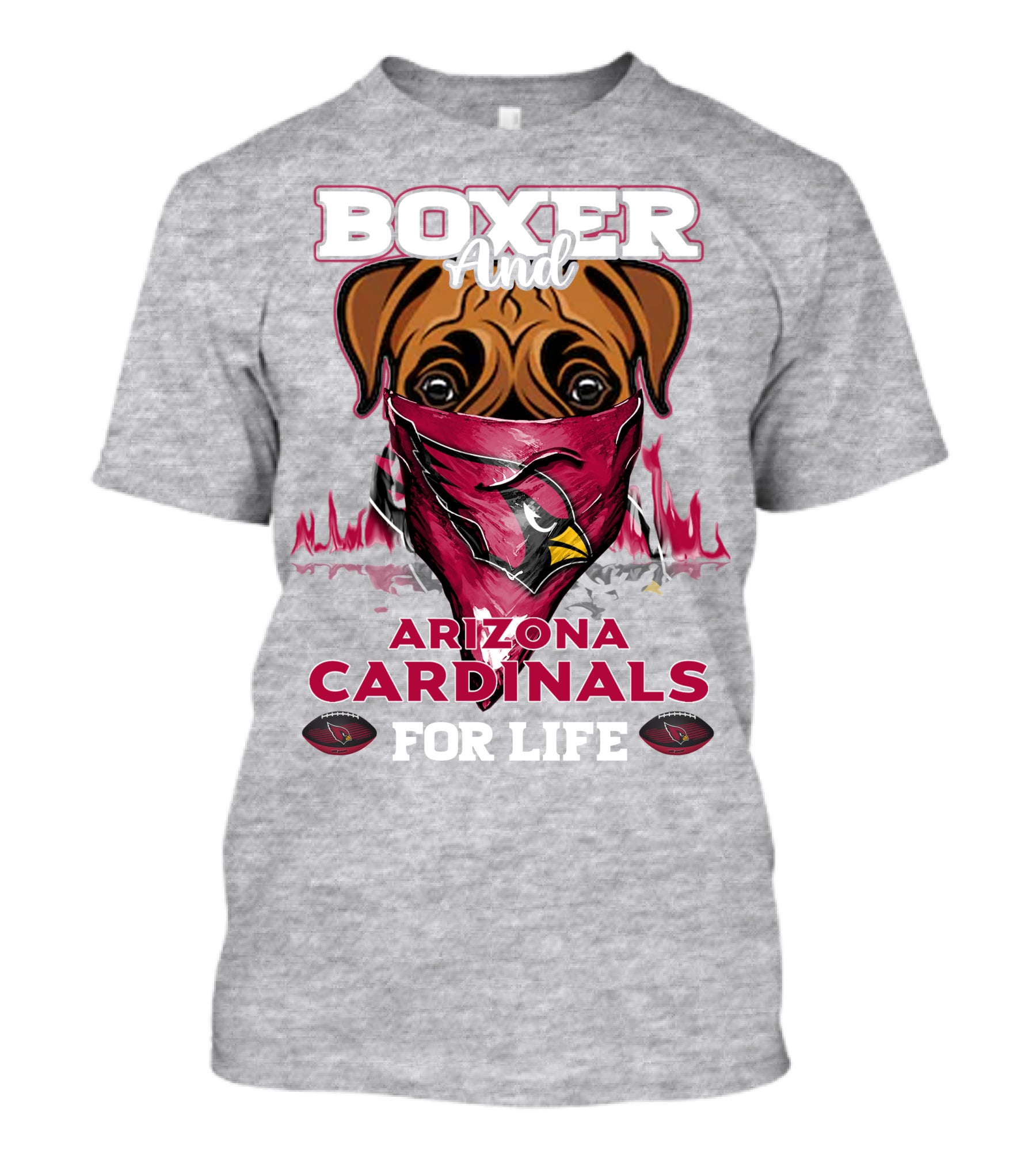 Boxer And Arizona Cardinals For Life T-Shirt