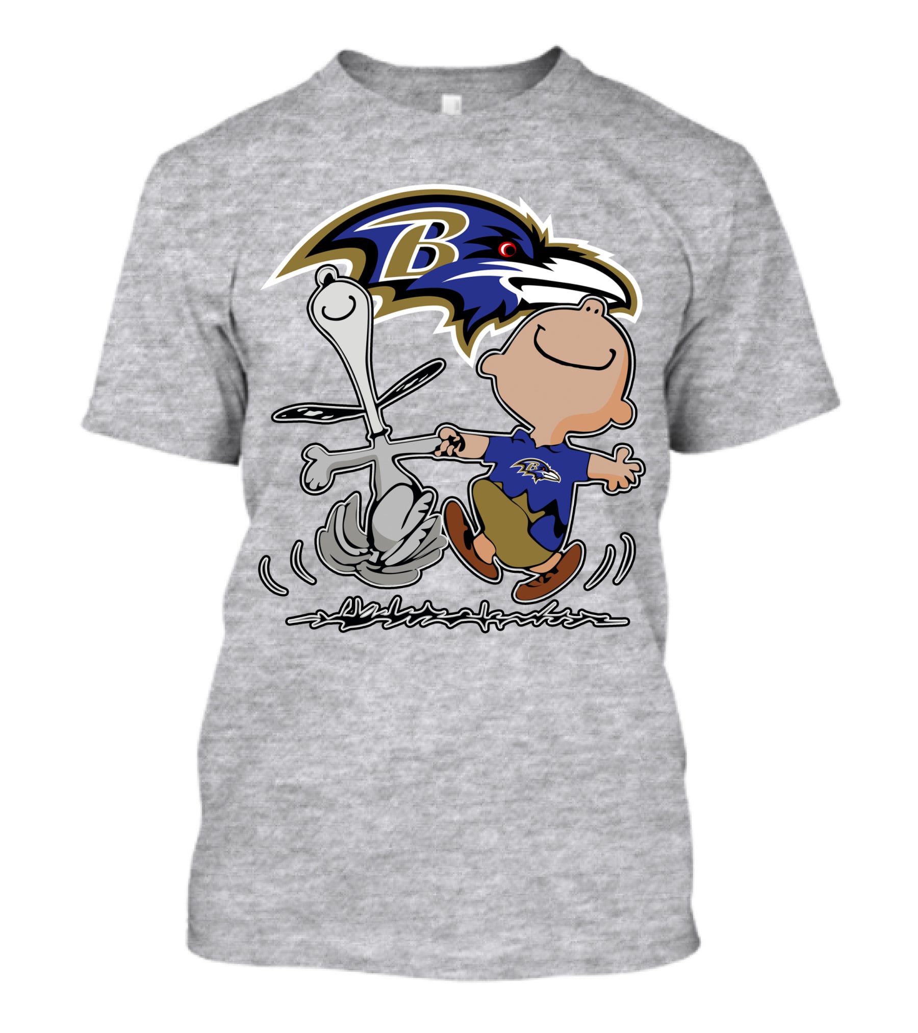 Baltimore Ravens Snoopy Dance With Logo And Characters T-Shirt