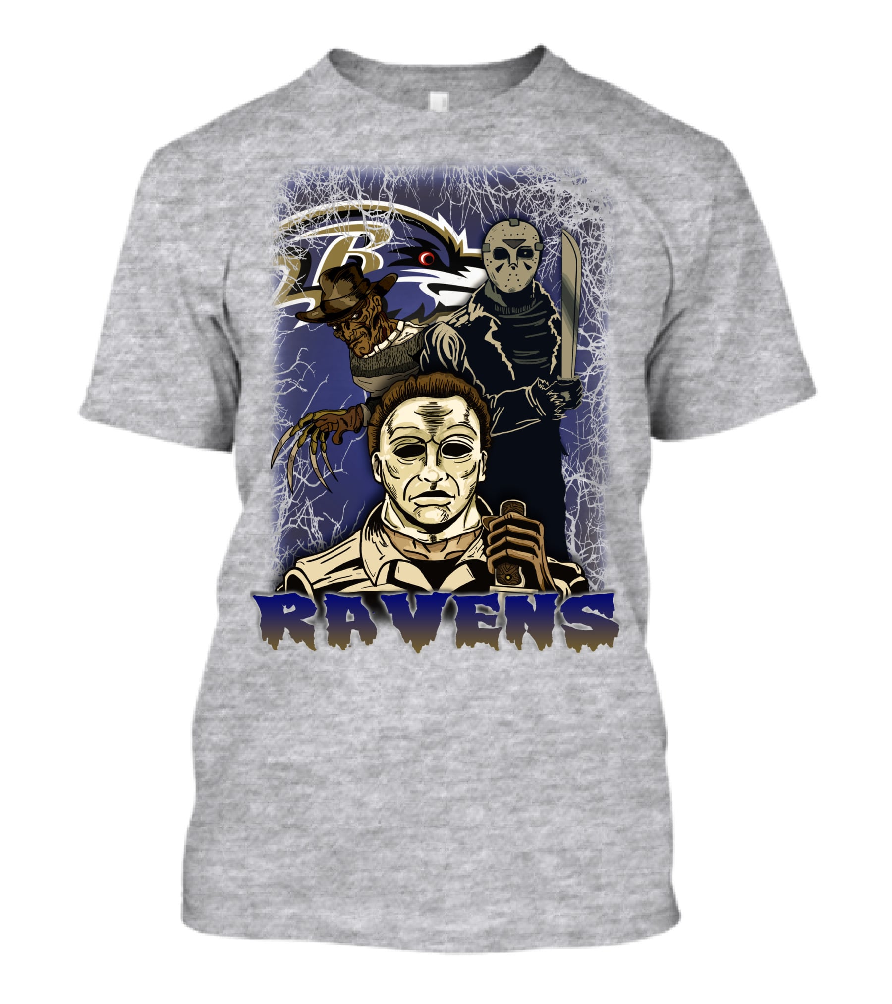Baltimore Ravens Horror Movie Crossover 35 T-Shirt