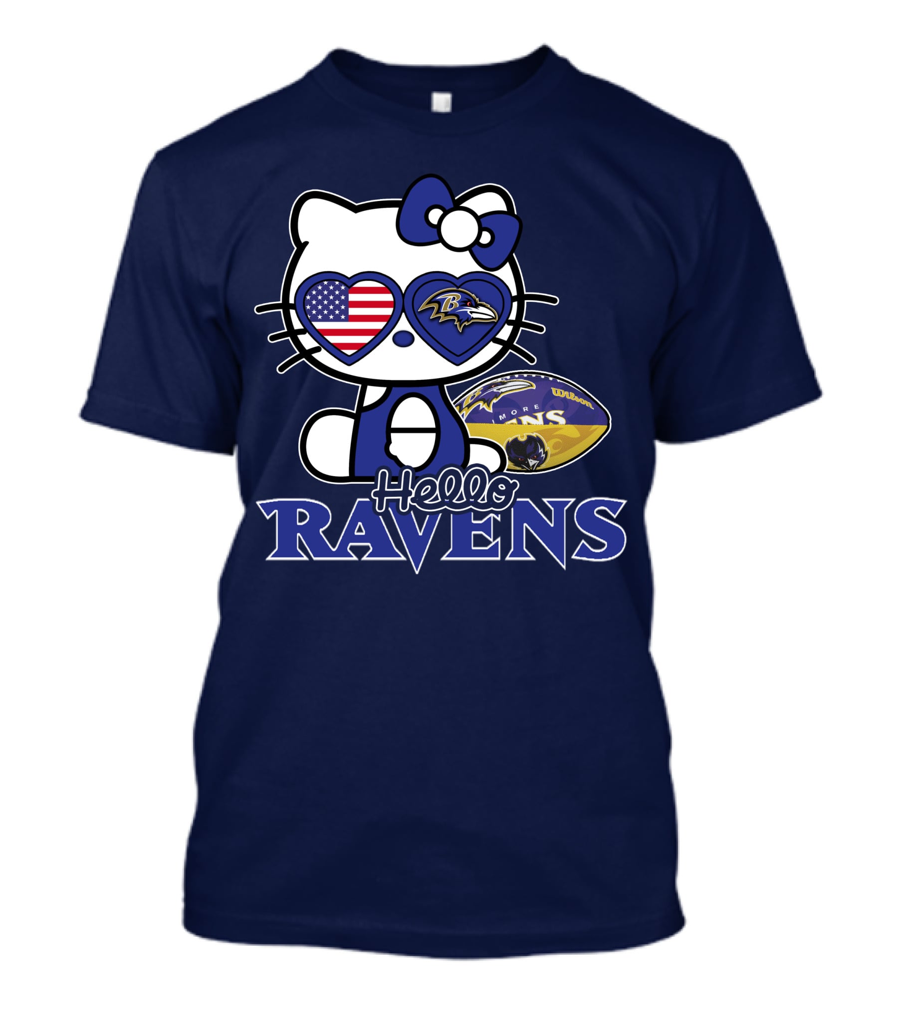 Hello Kitty Ravens Baltimore American Football Fan Cat Toy T-Shirt