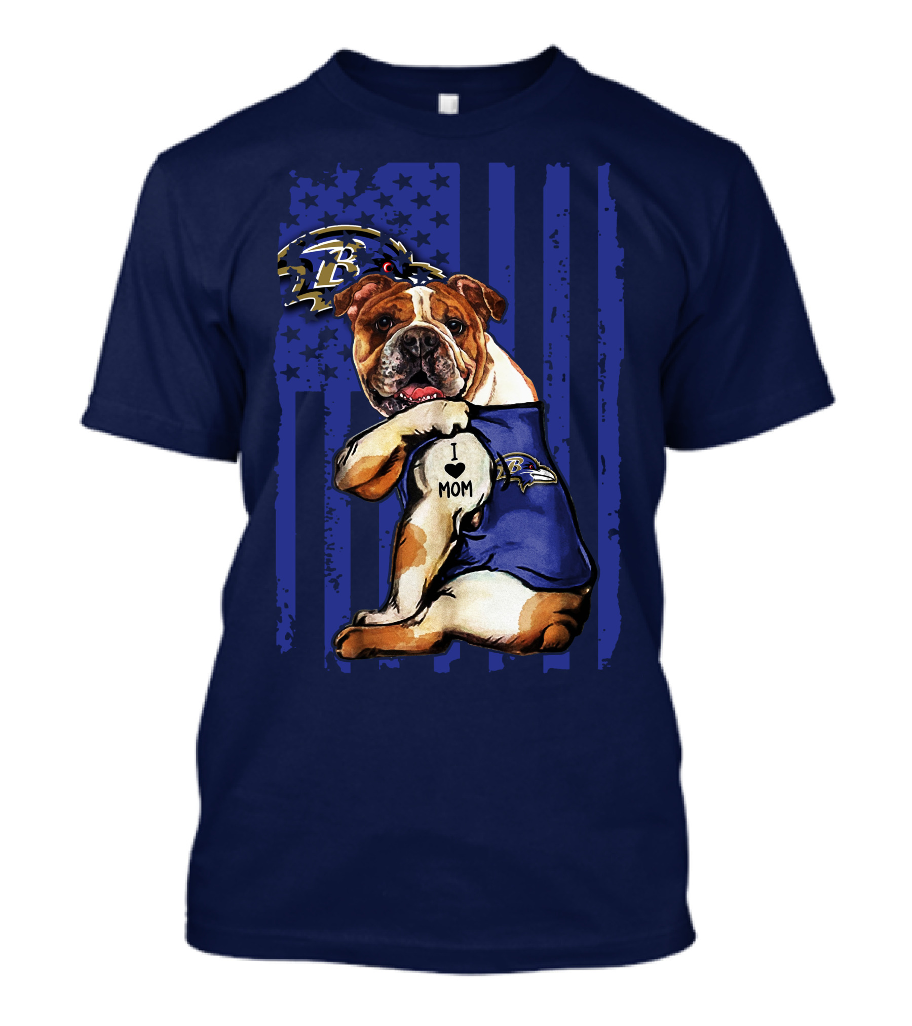 Bulldog Baltimore Ravens I Love Mom T-Shirt