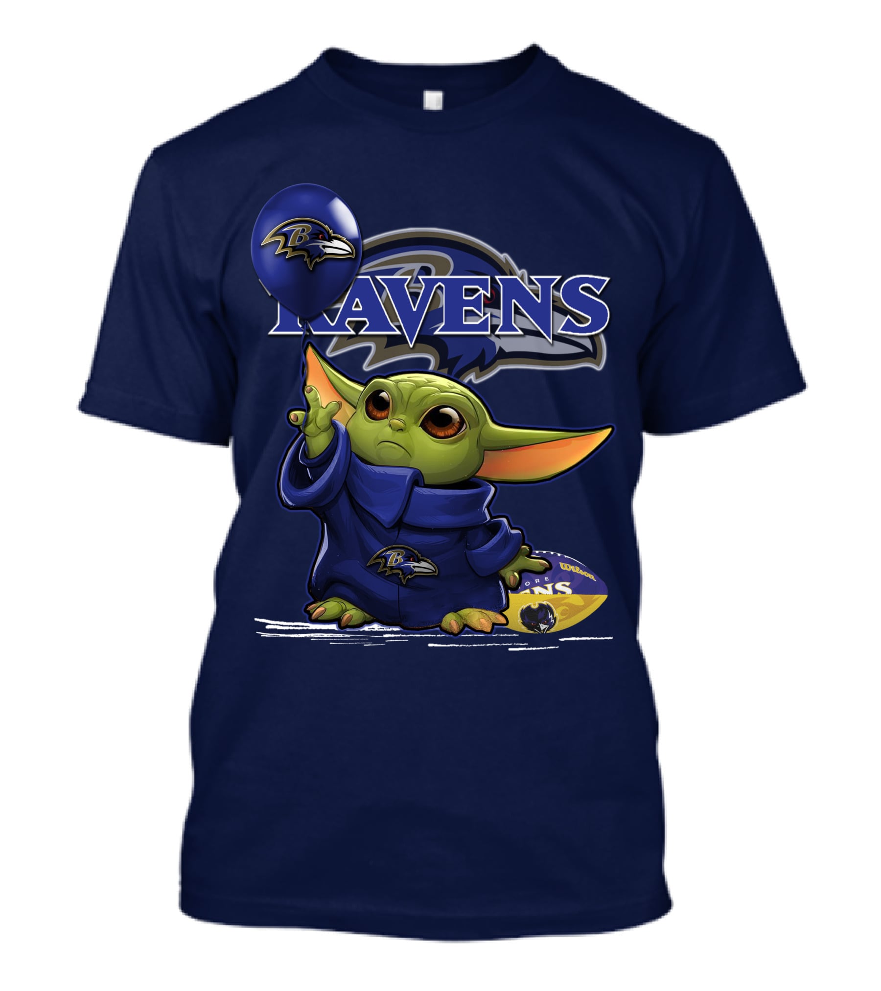 Ravens Yoda V1 Baltimore Ravens Balloon Football T-Shirt