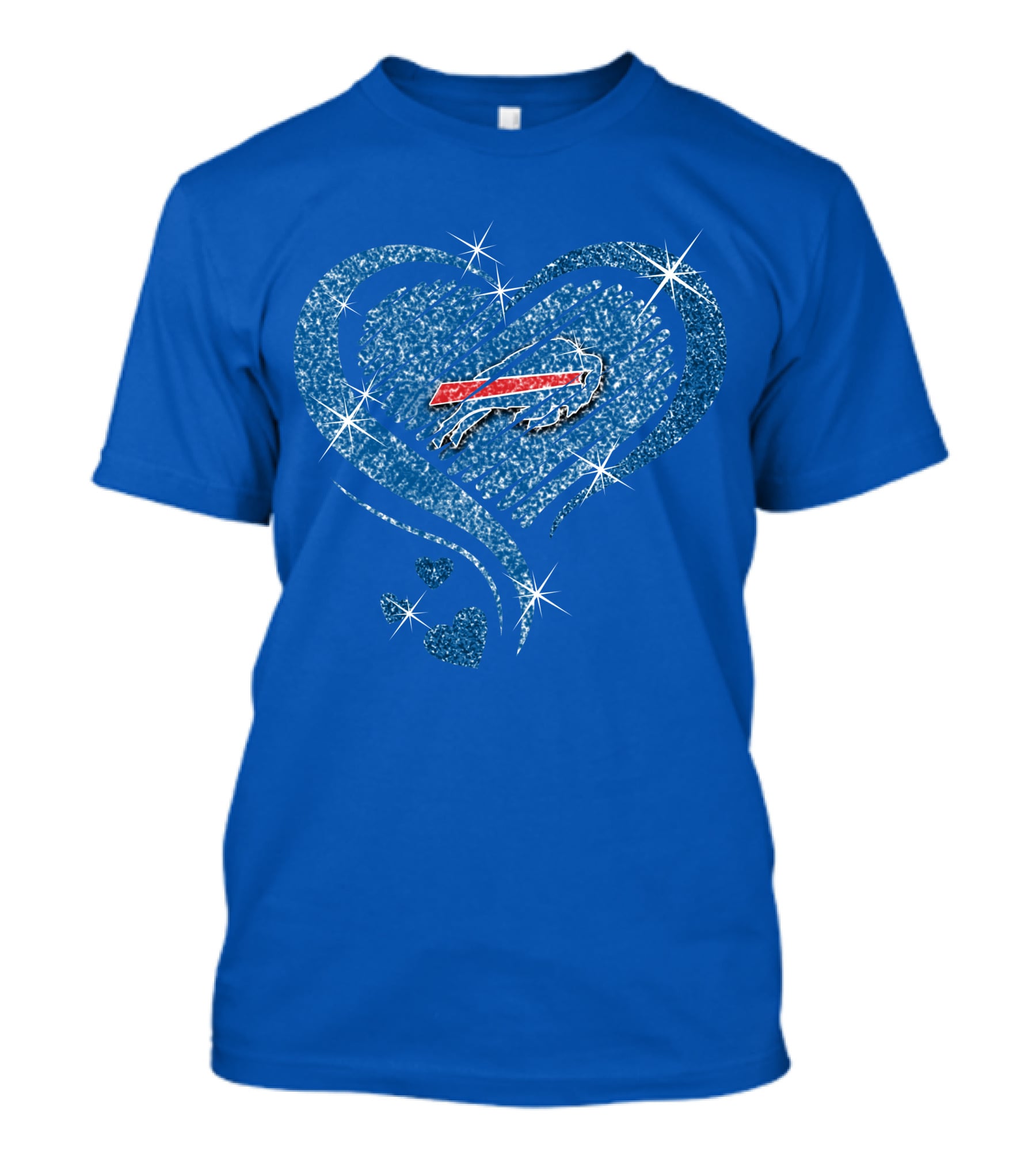 Buffalo Bills Heart Diamond Sparkle Logo Nfl Team Spirit T-Shirt