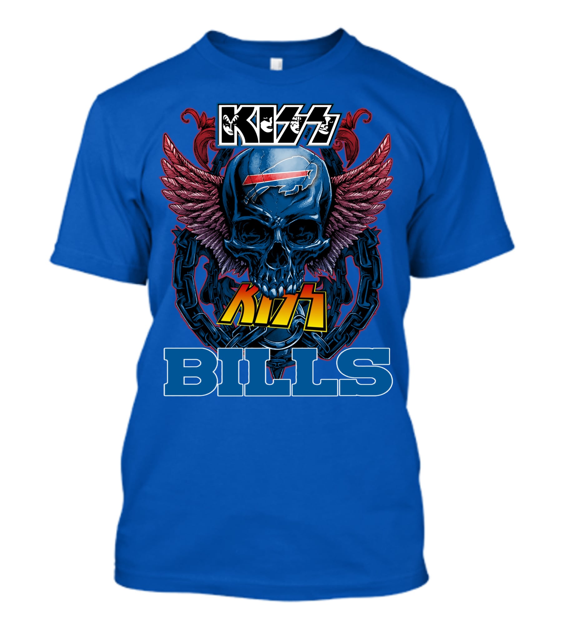 Kiss Bills Buffalo Bills Skull Winged T-Shirt