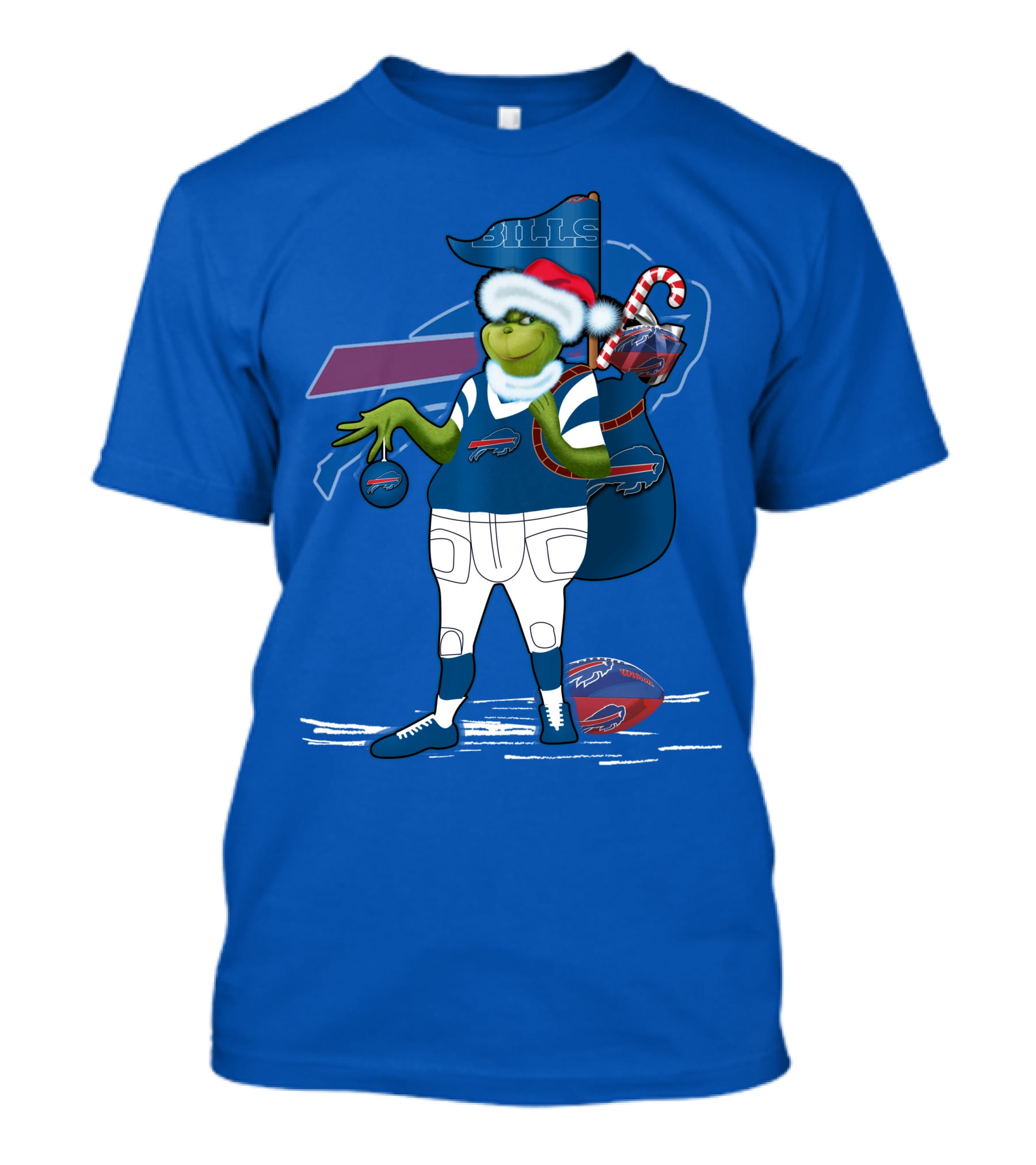 Grinchxmas Buffalo Bills Christmas Santa Football T-Shirt
