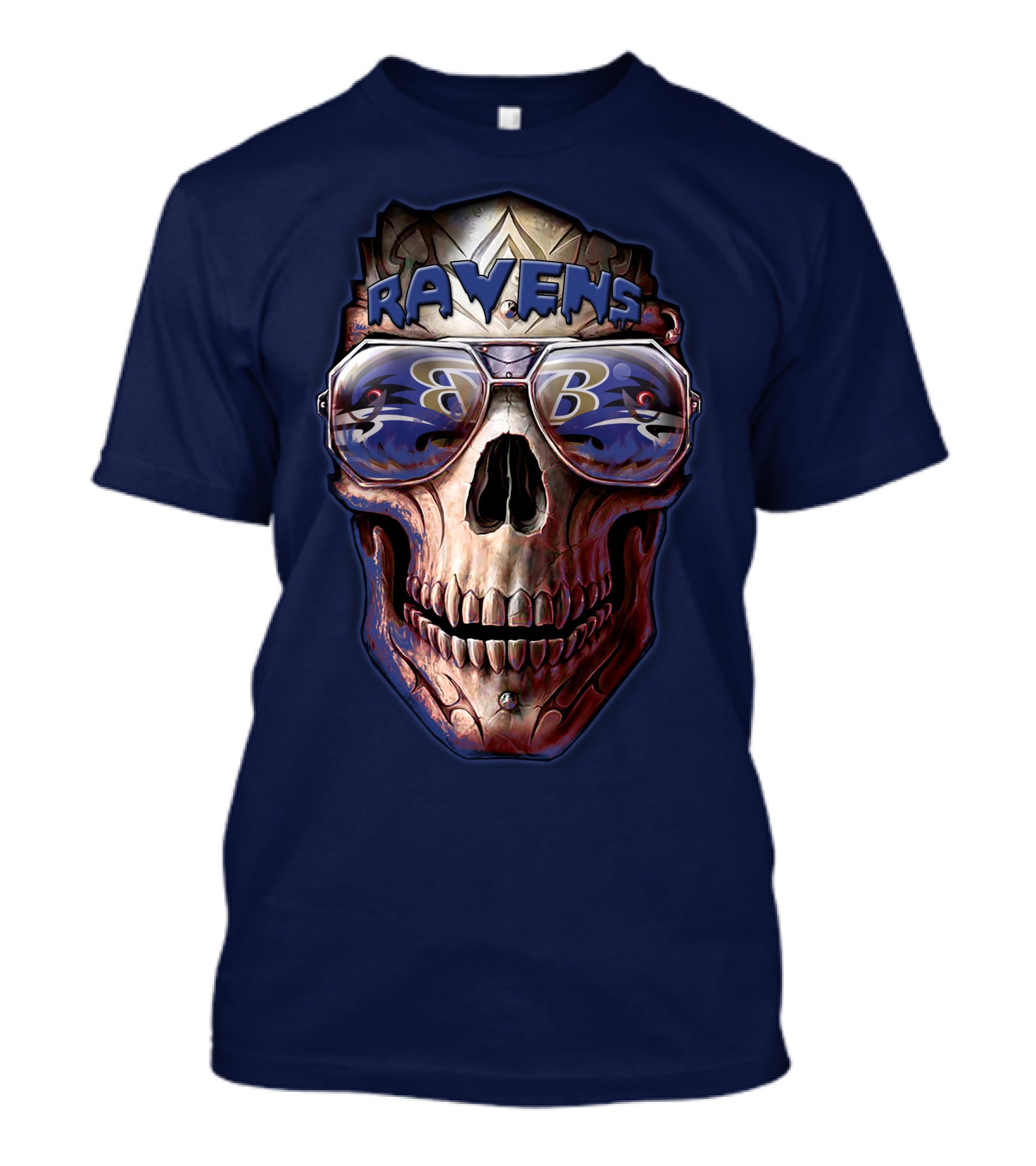 Baltimore Ravens Skull With Sunglasses Featuring Team T-Shirt