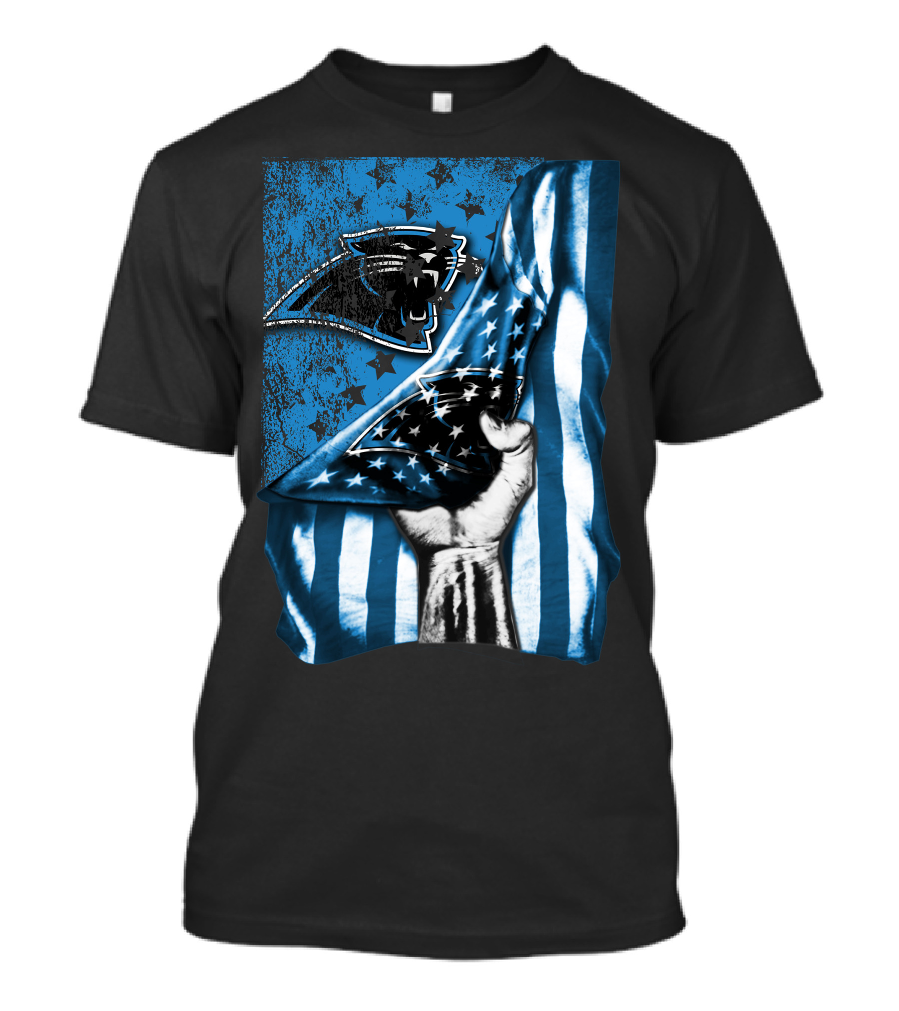 Flag V1 Carolina Panthers Stars And Stripes Fist T-Shirt