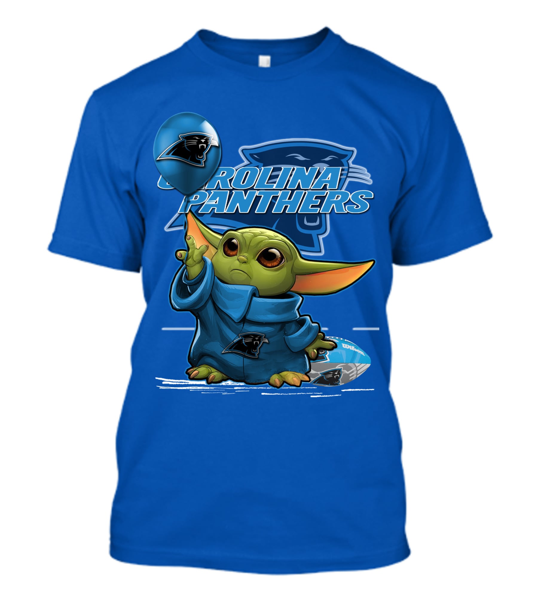 Yoda Carolina Panthers Football Fan With Logo And Baby Jedi T-Shirt