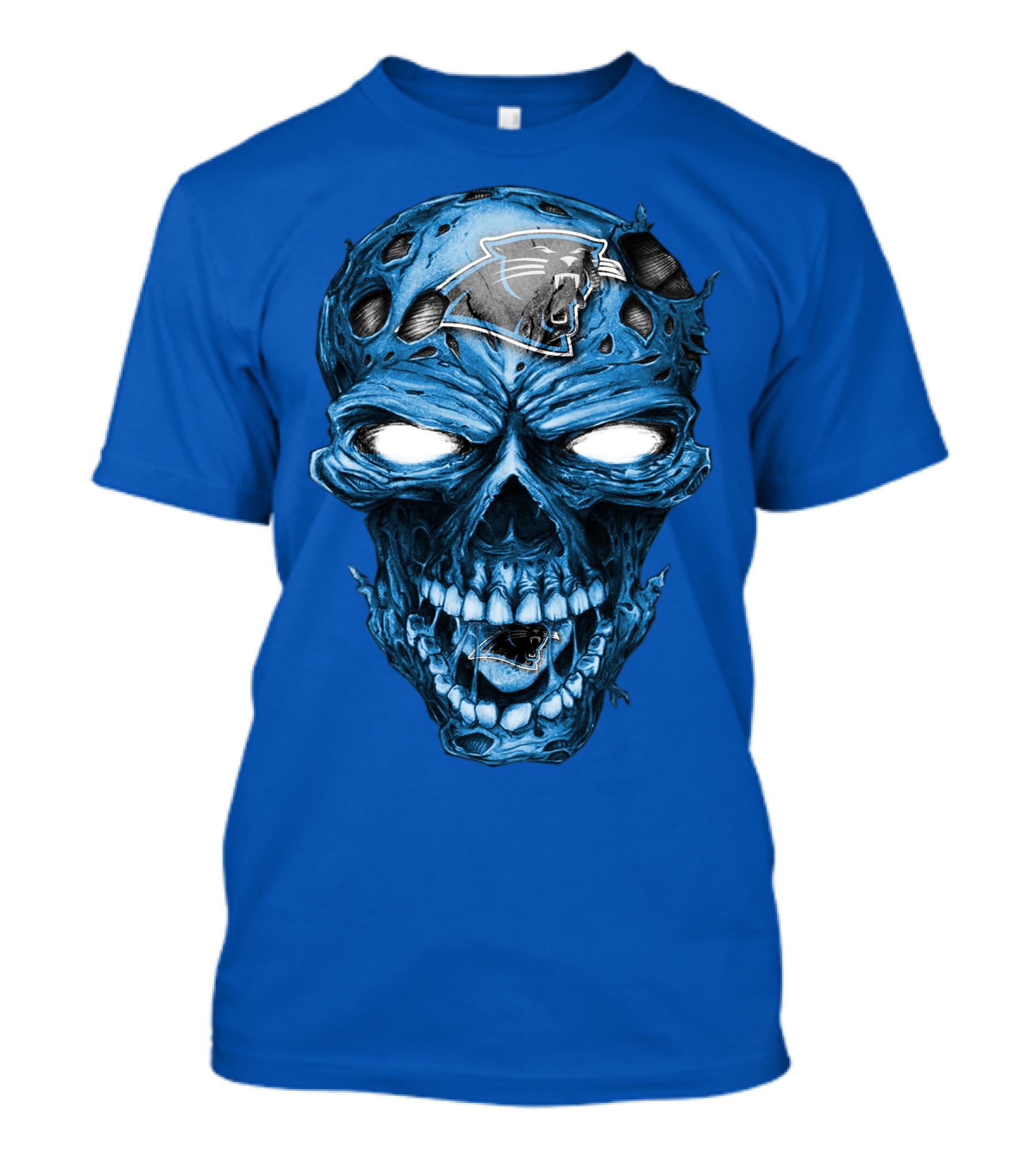 Carolina Panthers Blue Skull Supernatural Fan Gear T-Shirt