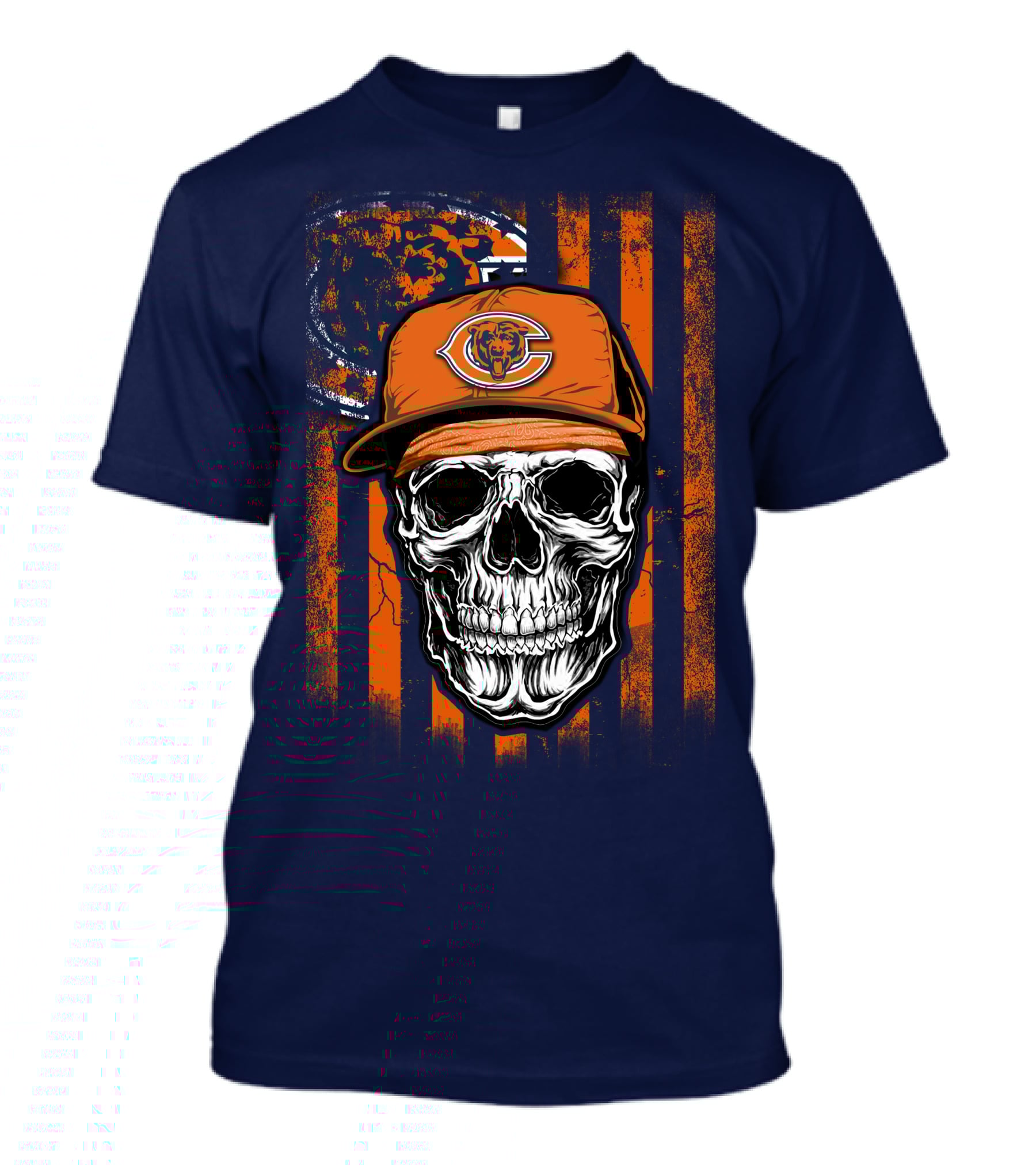 Skull V1 Chicago Bears Fan Skull Wearing Team Cap With Logo And Flag T-Shirt