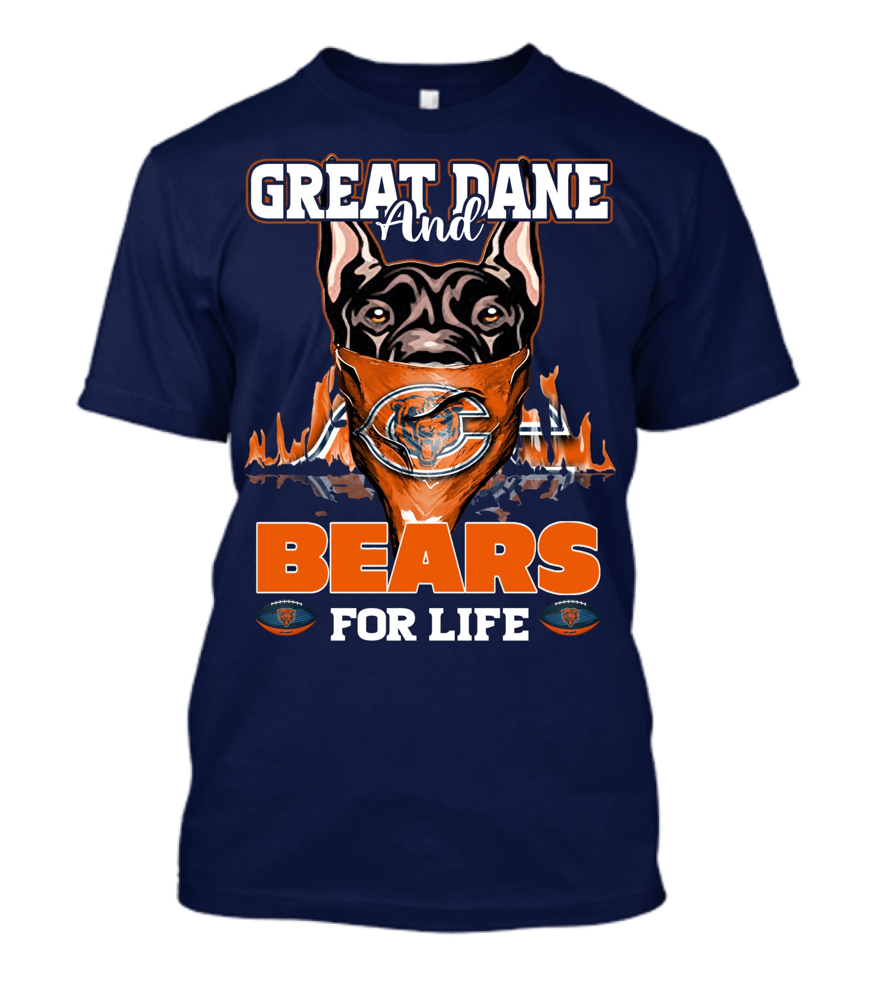 Great Dane And Bears For Life Chicago Bears T-Shirt