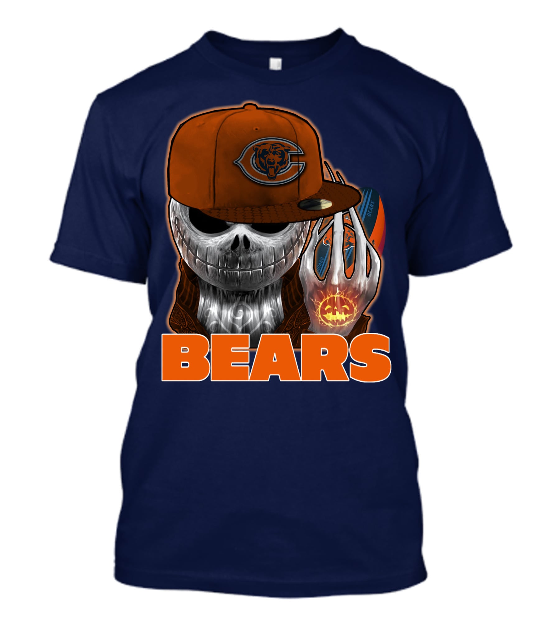 Jackskull BEARS CHICAGO Halloween Football Skeleton T-Shirt