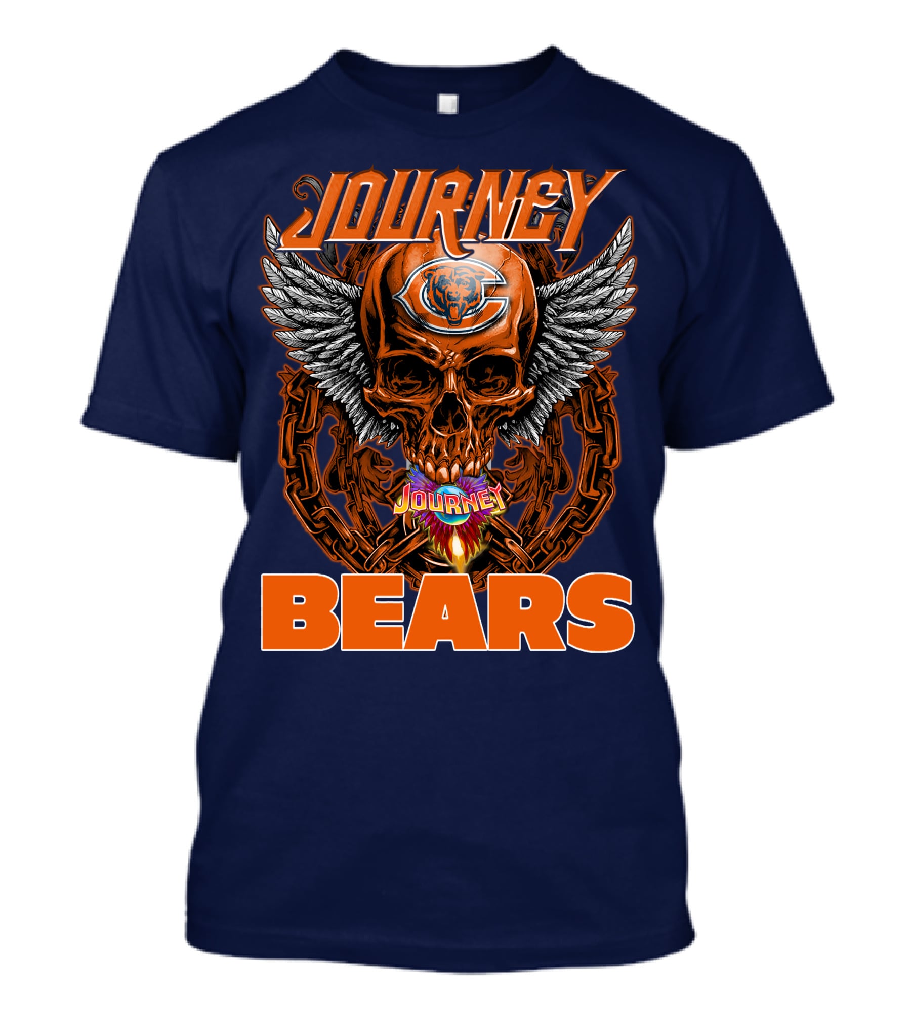 CHICAGO BEARS JOURNEY Skull Wings Chains T-Shirt