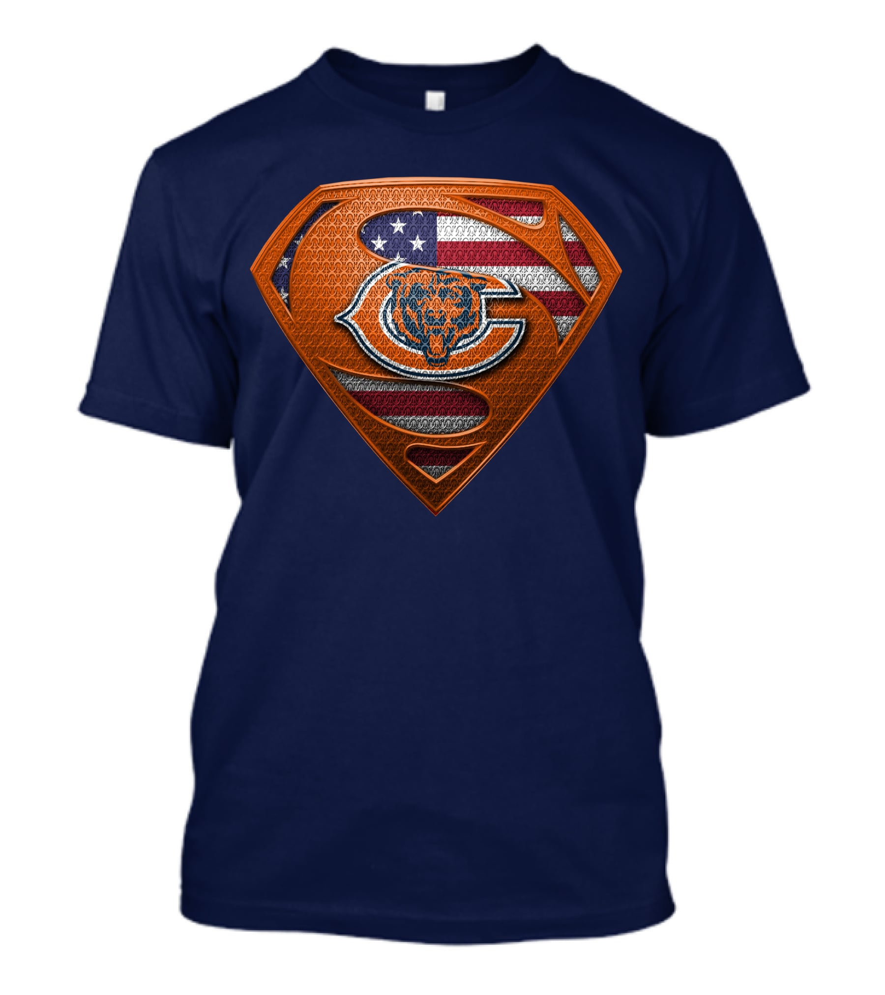 SPM CHICAGO BEARS Superhero Shield American Flag T-Shirt