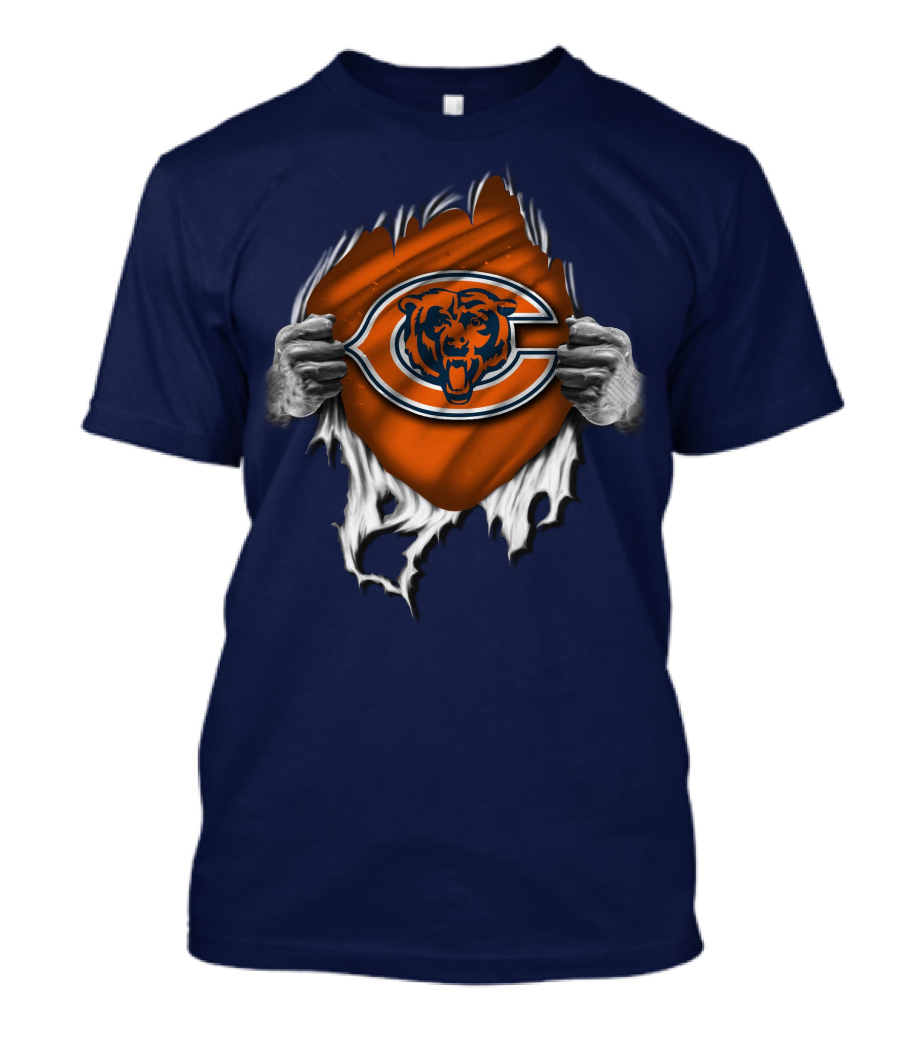 Torn CHICAGO BEARS Logo With Rip Effect Hands T-Shirt