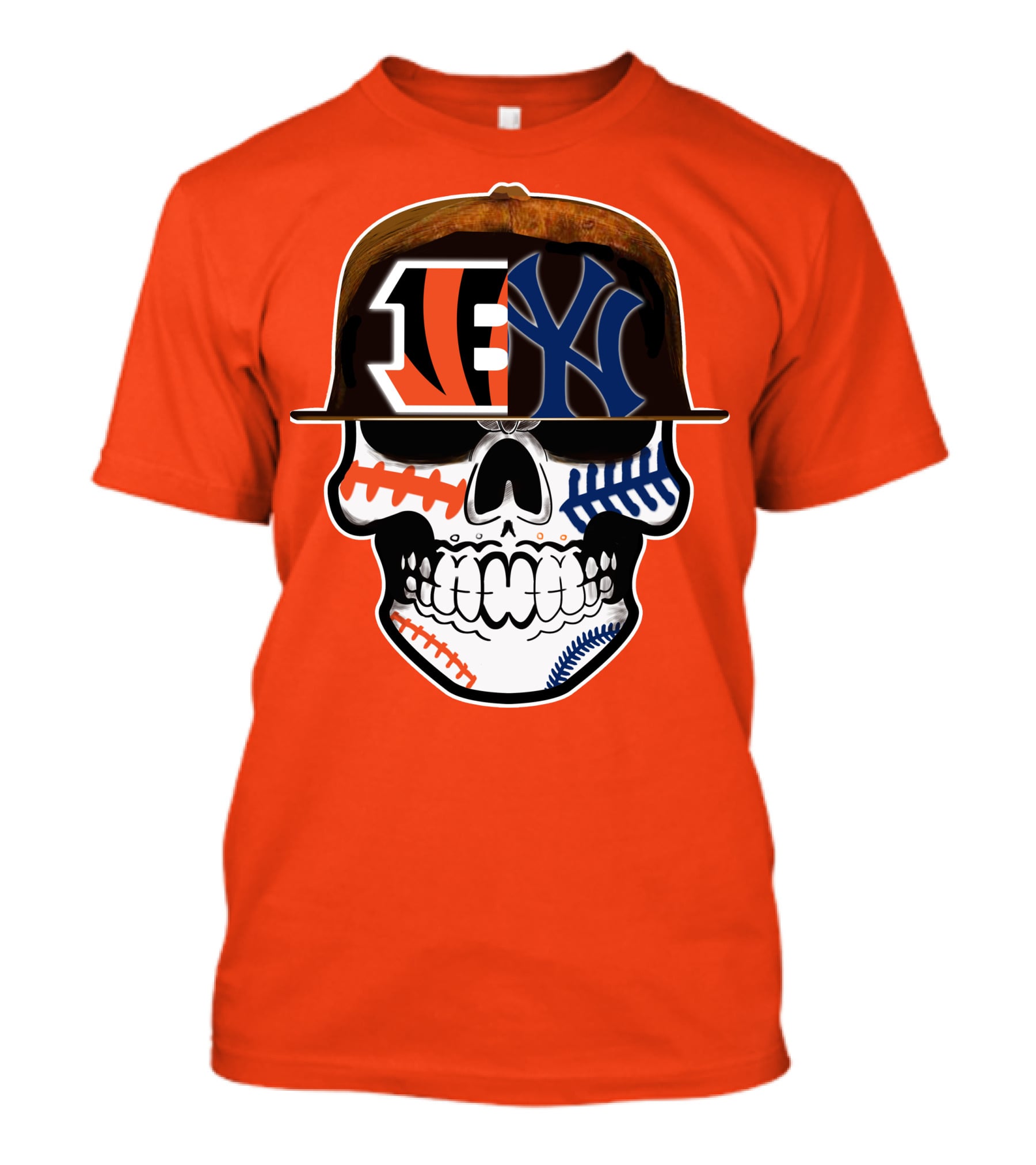 Cincinnati Bengals Yankees Skull Sports Fusion T-Shirt