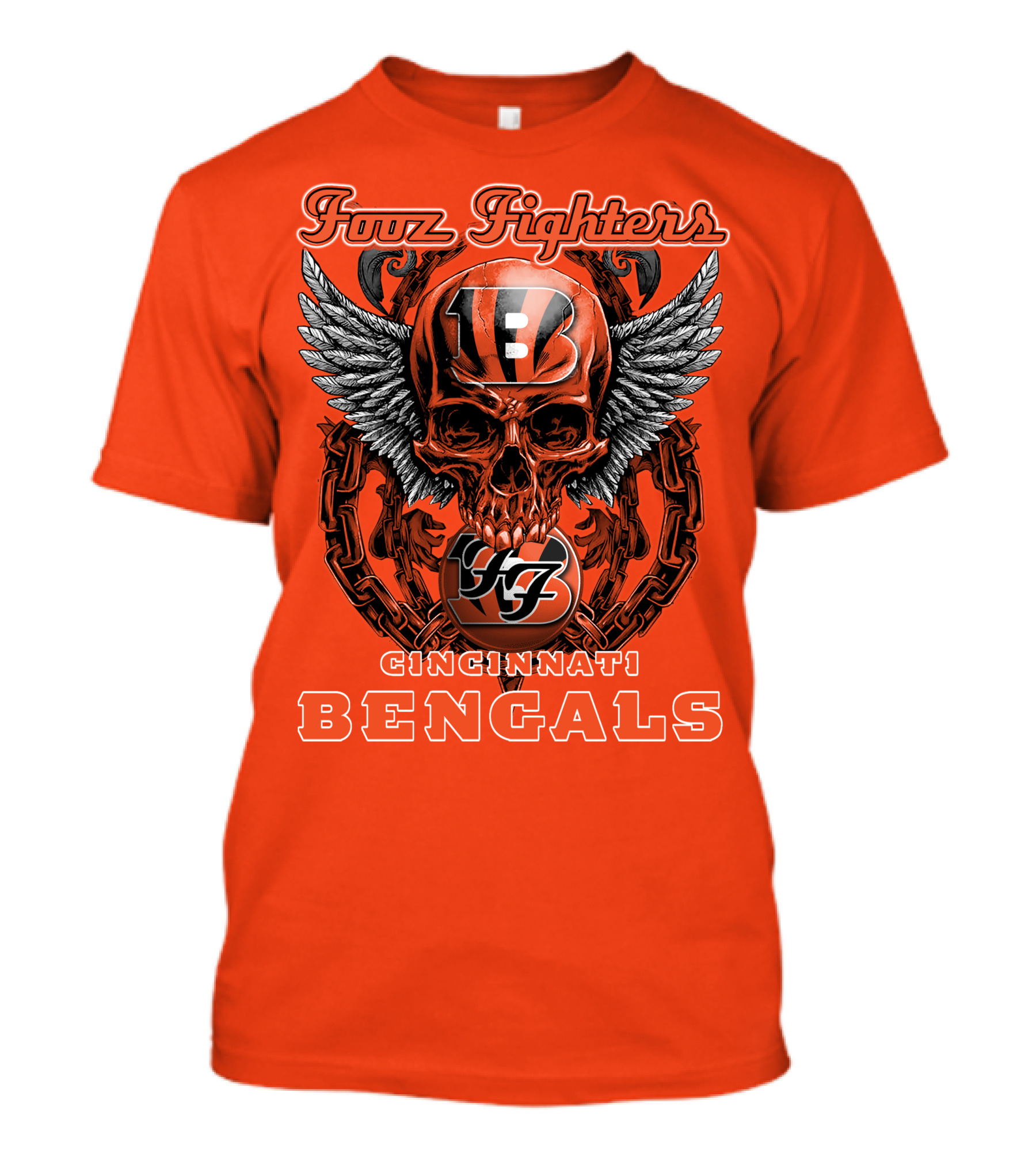Foo Fighters Cincinnati Bengals Skull And Wings T-Shirt