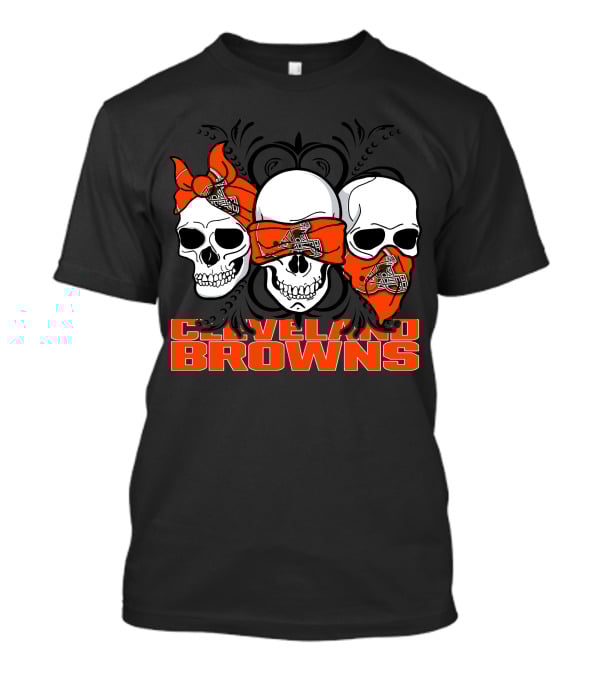 3 Skull CLEVELAND BROWNS Helmet Bandanas T-Shirt