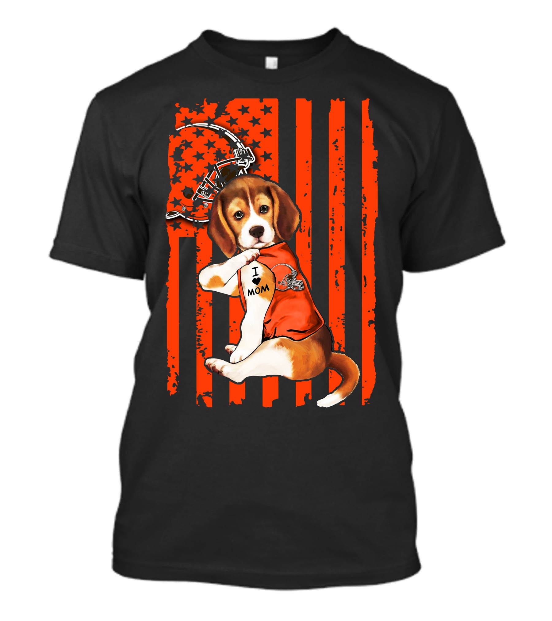 Beagle Cleveland Browns I Mom Retro Football Helmet And Stars T-Shirt
