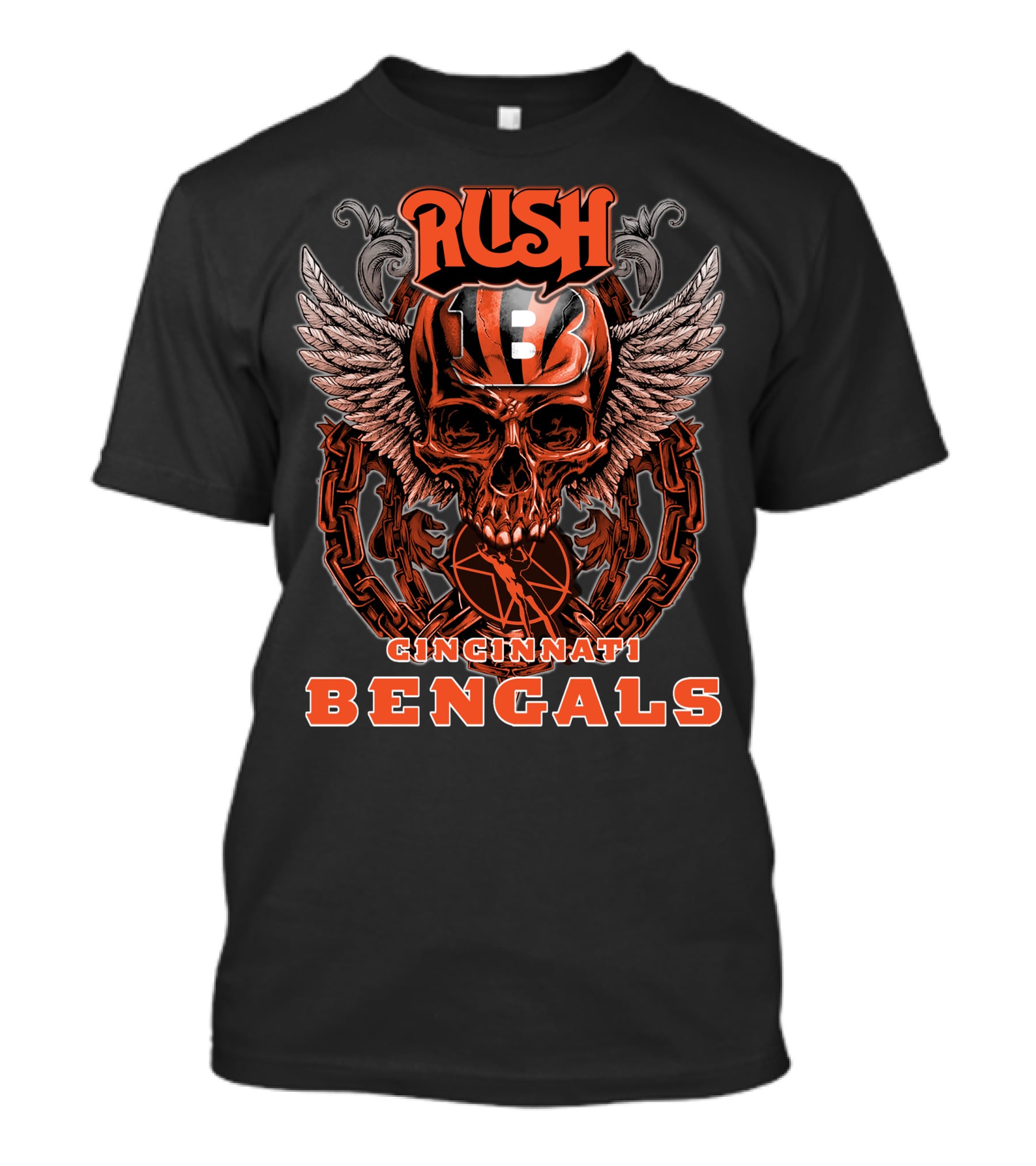 Rush Cincinnati Bengals Skull Wings Football T-Shirt