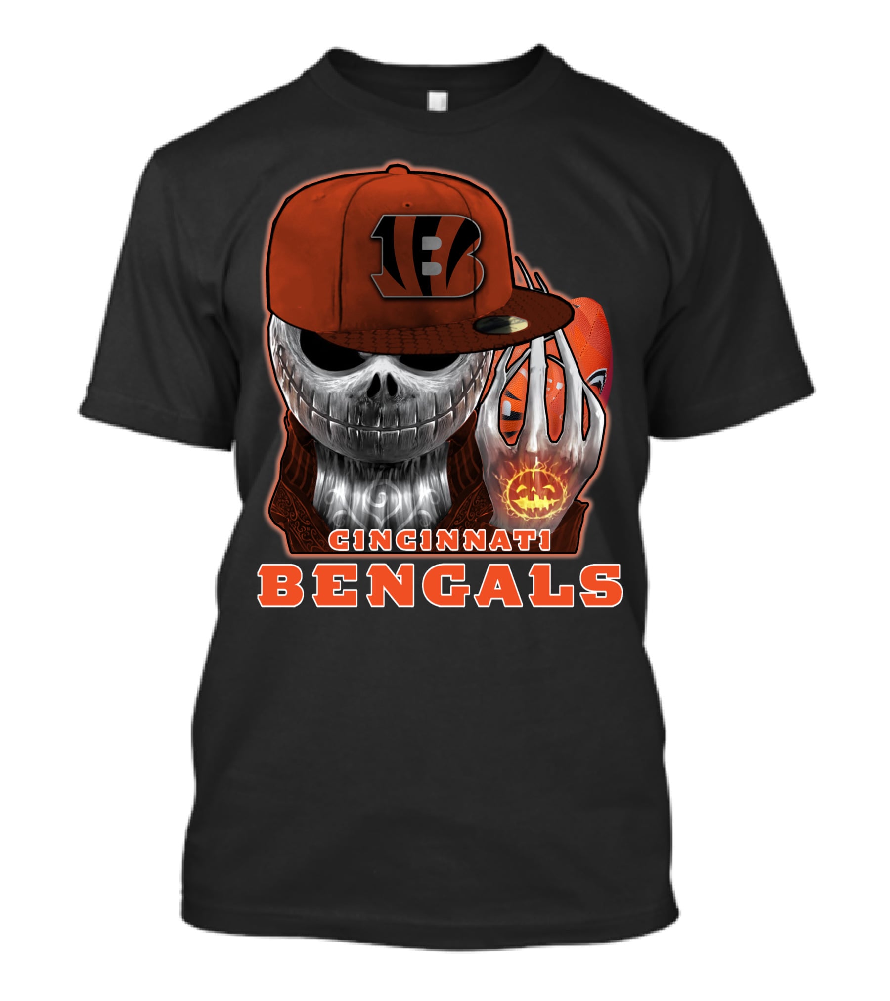 Cincinnati Bengals Jackskull Halloween Football Fan Gear T-Shirt