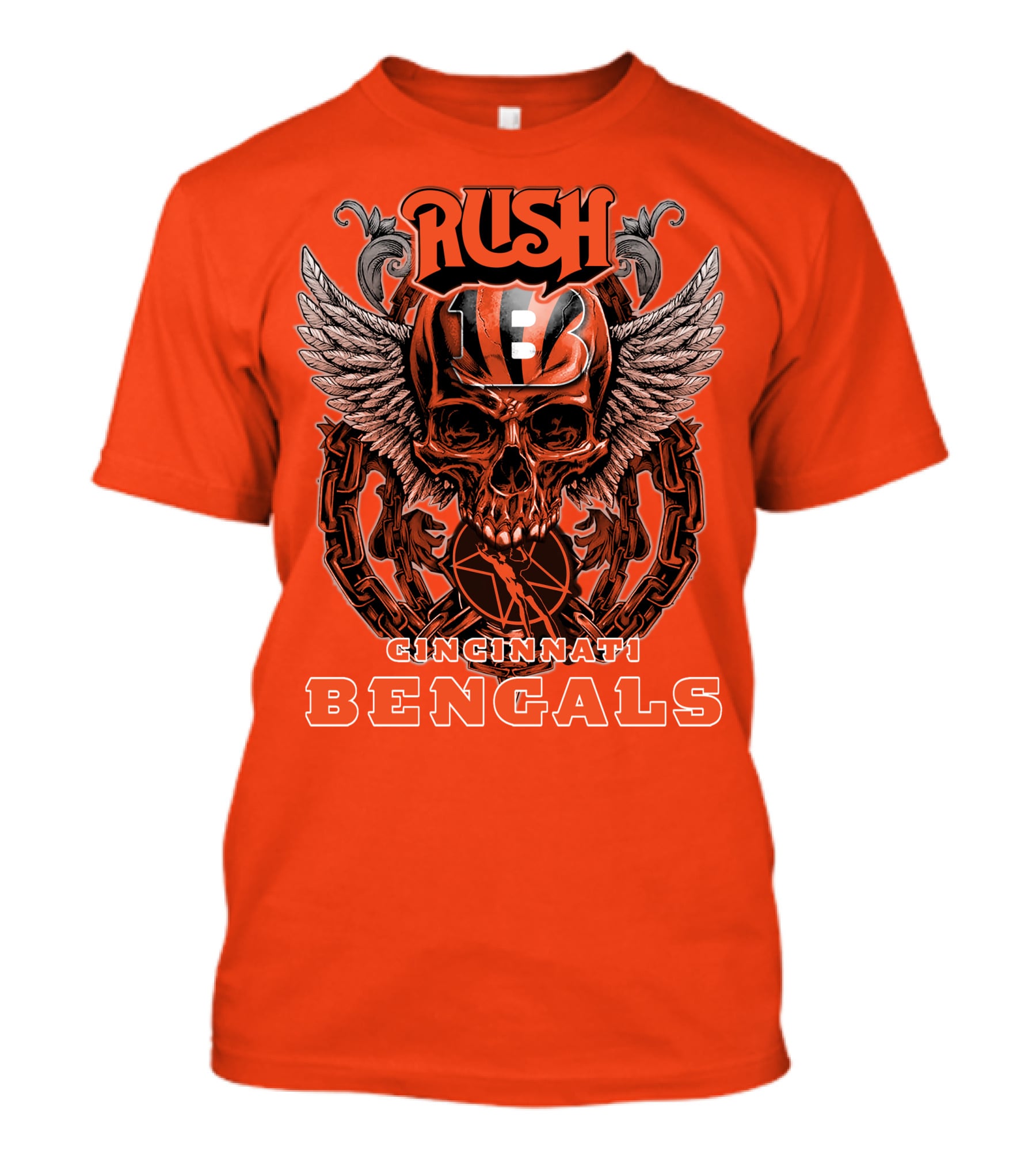 Rush Cincinnati Bengals Helmet Wings Skull T-Shirt