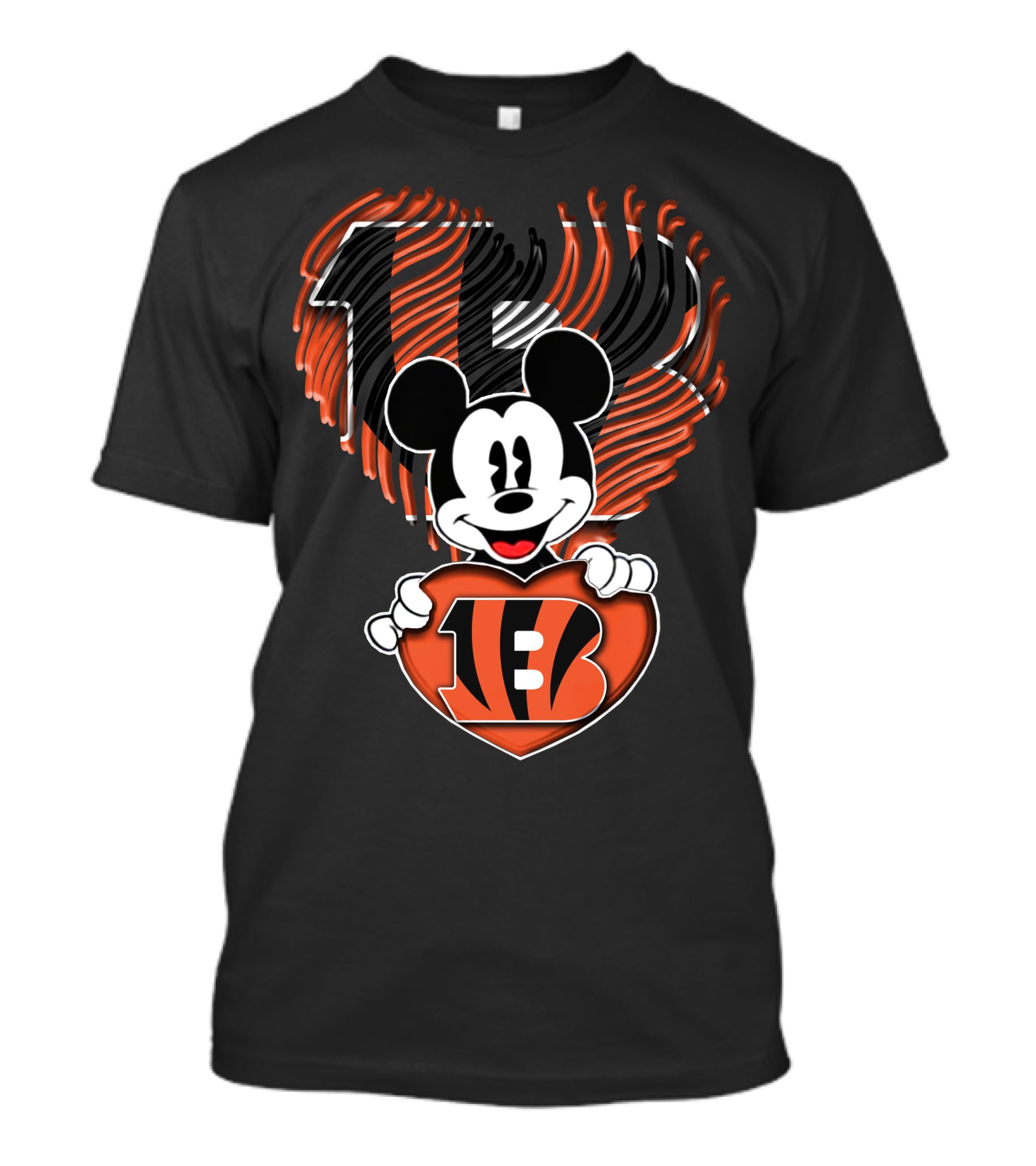 Mickey Mouse Cincinnati Bengals Heart Logo Remix T-Shirt